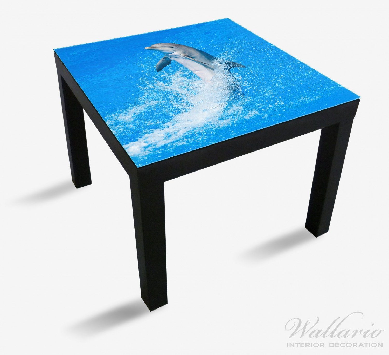 Tisch (1 im Tischplatte für Wallario Delfin geeignet Lack St), Ikea Wasser Fröhlicher blauen