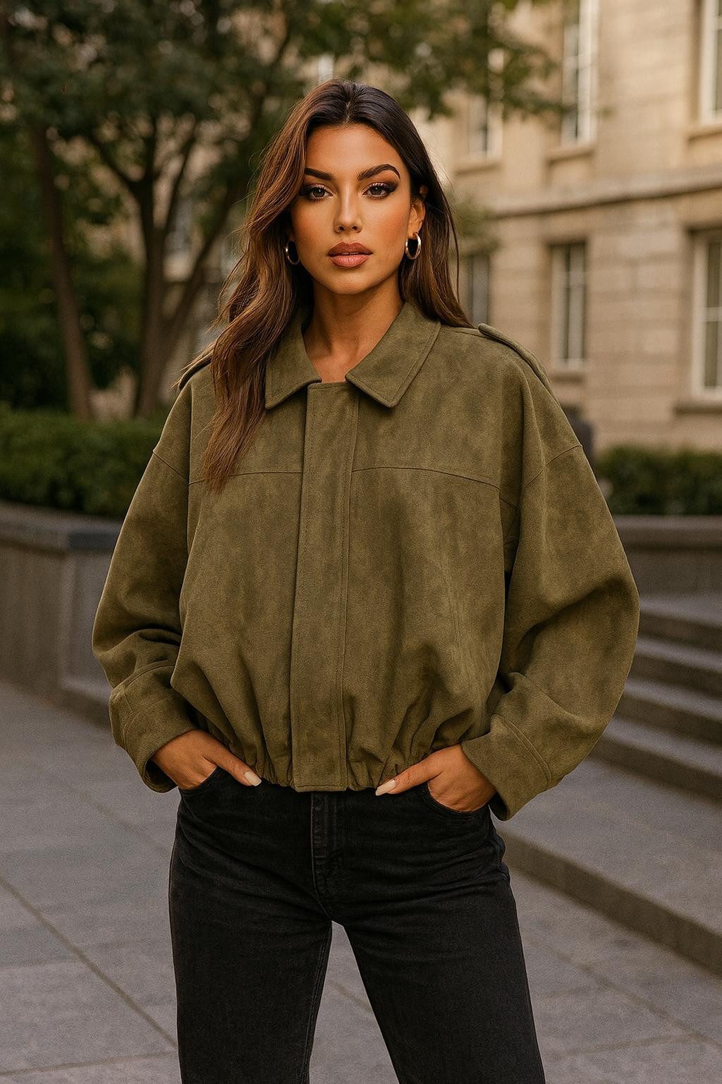 Worldclassca Lederimitatjacke Worldclassca Wildlederoptik Bomberjacke Zip T günstig online kaufen