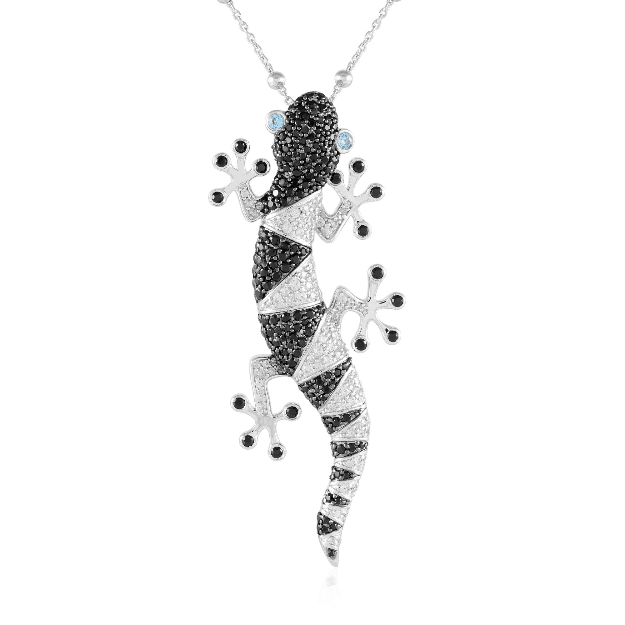 Cavill Silberkette Schweizer Blautopas-Spinell-Sterling-Halskette (1-tlg)