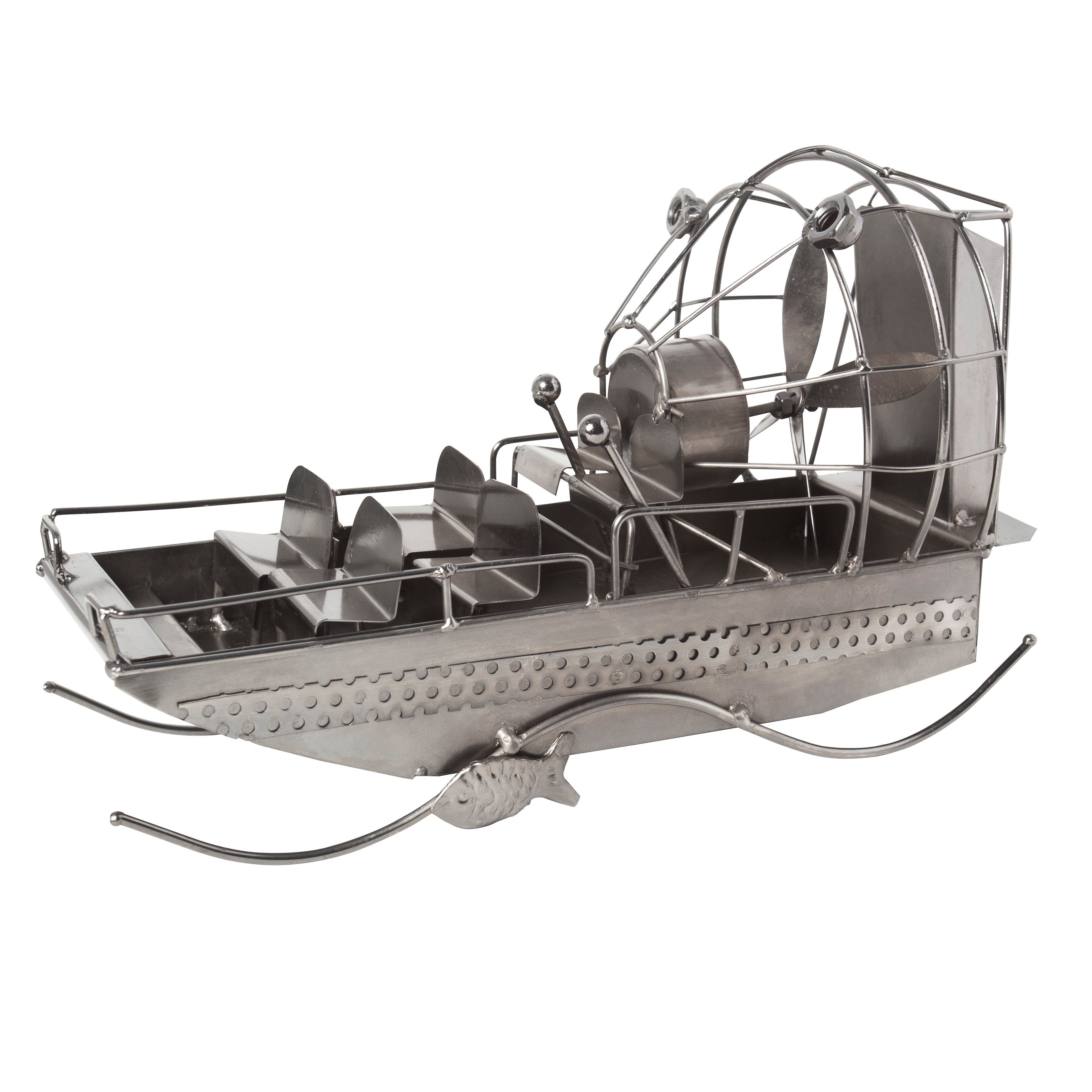 Airboat BRUBAKER Fans von Freizeitkapitäne Dekofigur für Geschenkfigur Sumpfboot, Propellerbootfahrer, Motorbooten kunstvolle alle Metallskulptur und