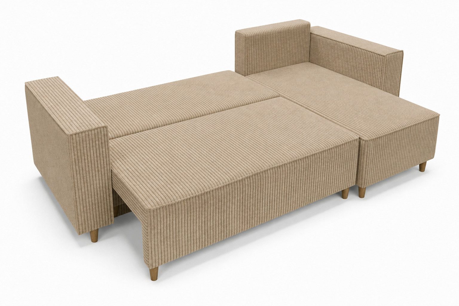 MARPUR Ecksofa RIO aus Cordstoff mit Schlaffunktion und Bettkasten, L-Form Couch, Universal Ottomane, in 7 trendigen Farben wählbar – Bild 4 von 5