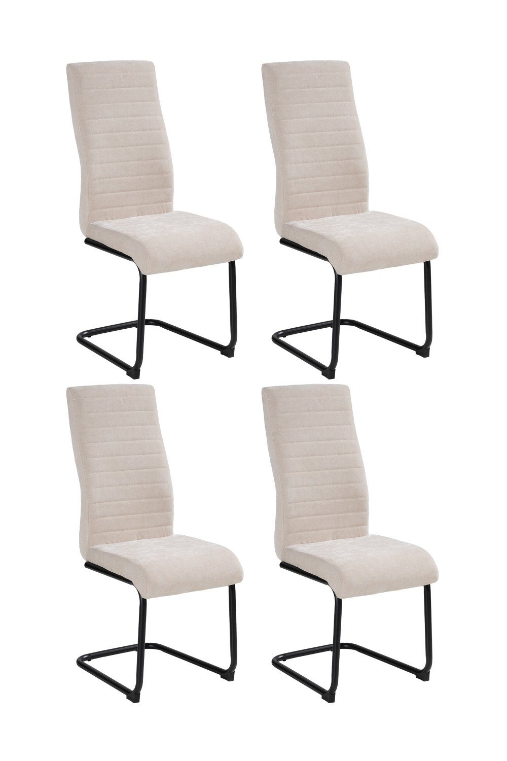 Freischwinger Schwingstühle 4er Set, Beige, Webstoff, Metall