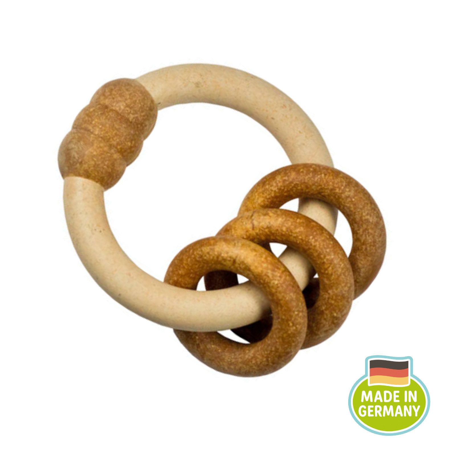 anbac Rasselring Greifling Holz Natur, antibakteriell, Made in Germany, ausgezeichnet mit Ökosiegel