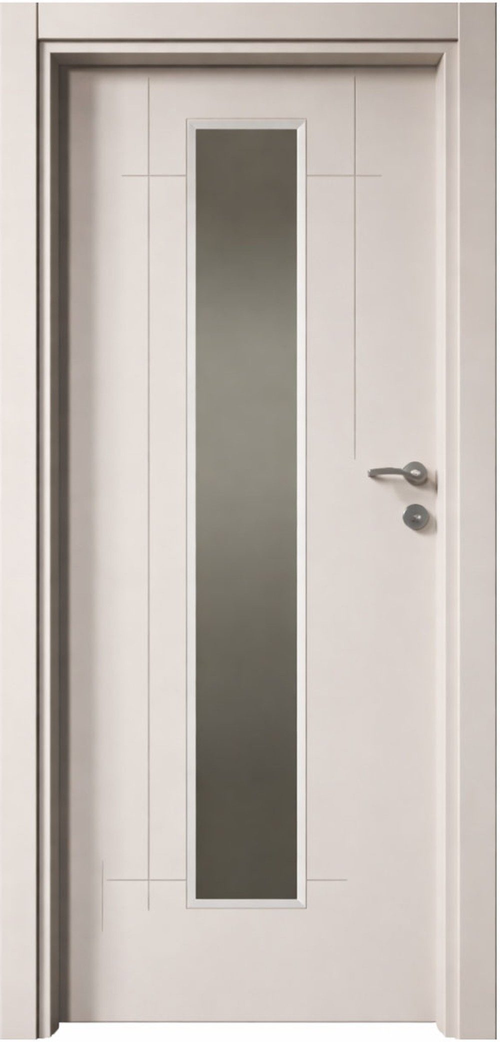 Xlmoebel Zimmertür Beige Innentür aus Holz mit Milchglas - Moderne Zimmertür (Türblatt mit Zarge), Made in Europa