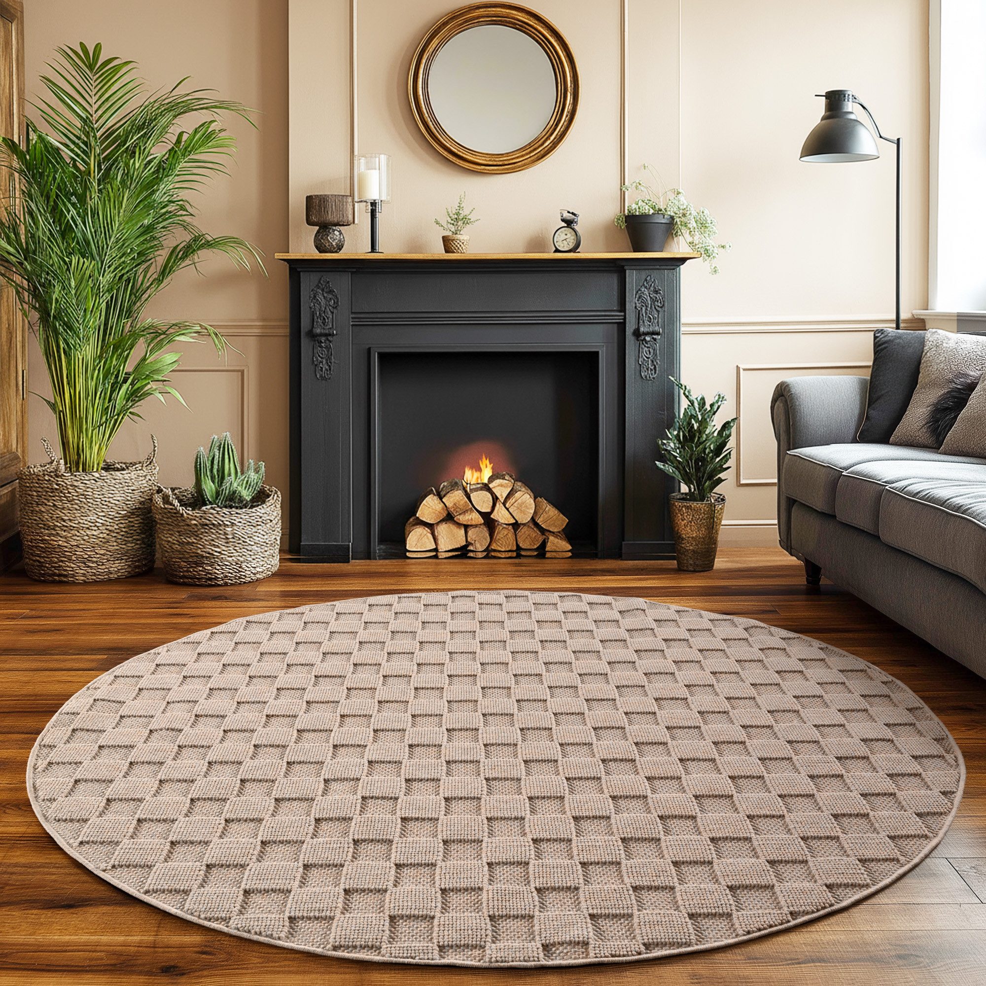 SIMPEX24 Designteppich Einfarbig Boucle Loop, Rund, günstig online kaufen