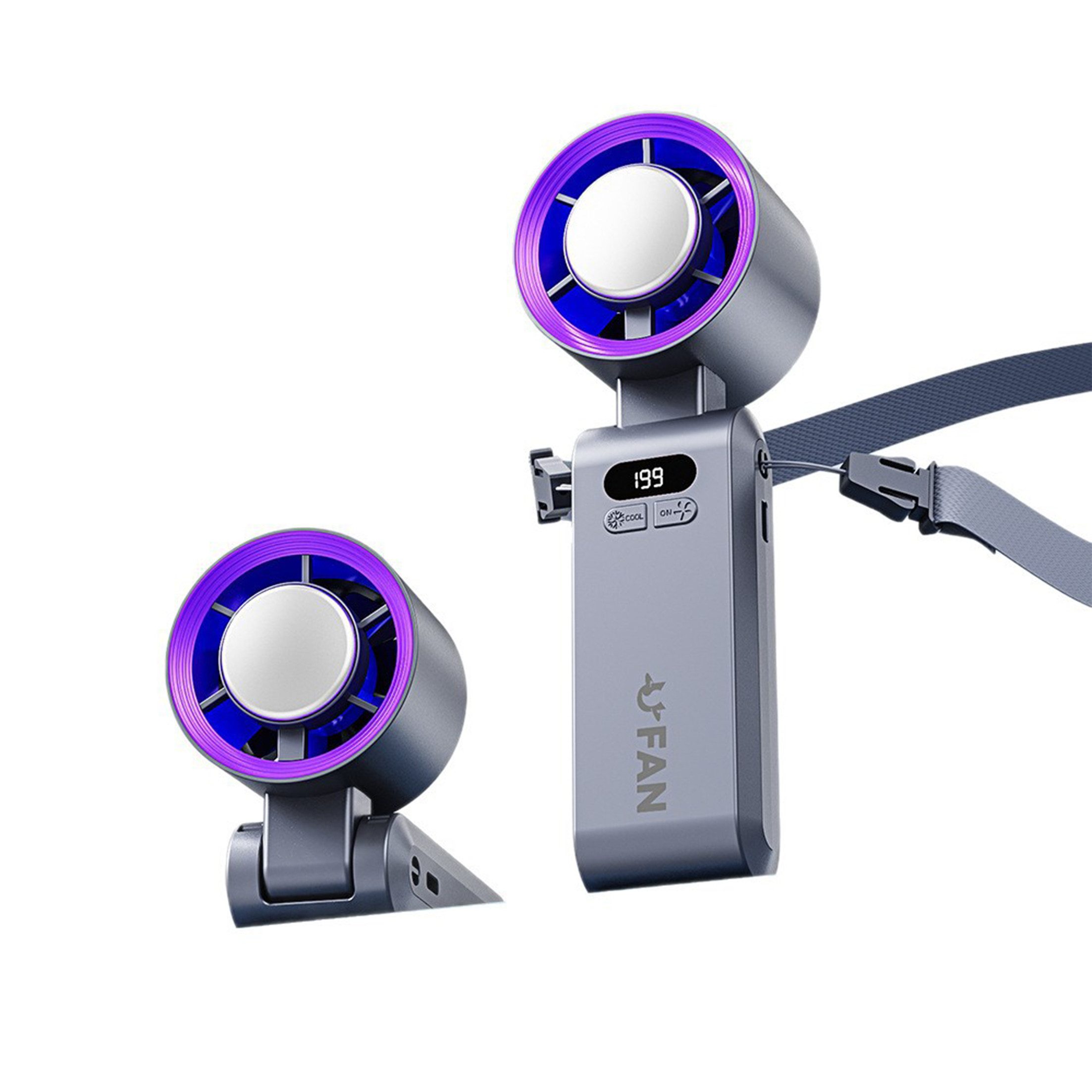 KINSI Mini USB-Ventilator Handventilator mit Halbleiter-Kühlung,3-in-1 Tragbarer Mini Ventilator, 199 Stufen stufenlos regelbar, 3600mAh Akku, Typ-C Aufladung