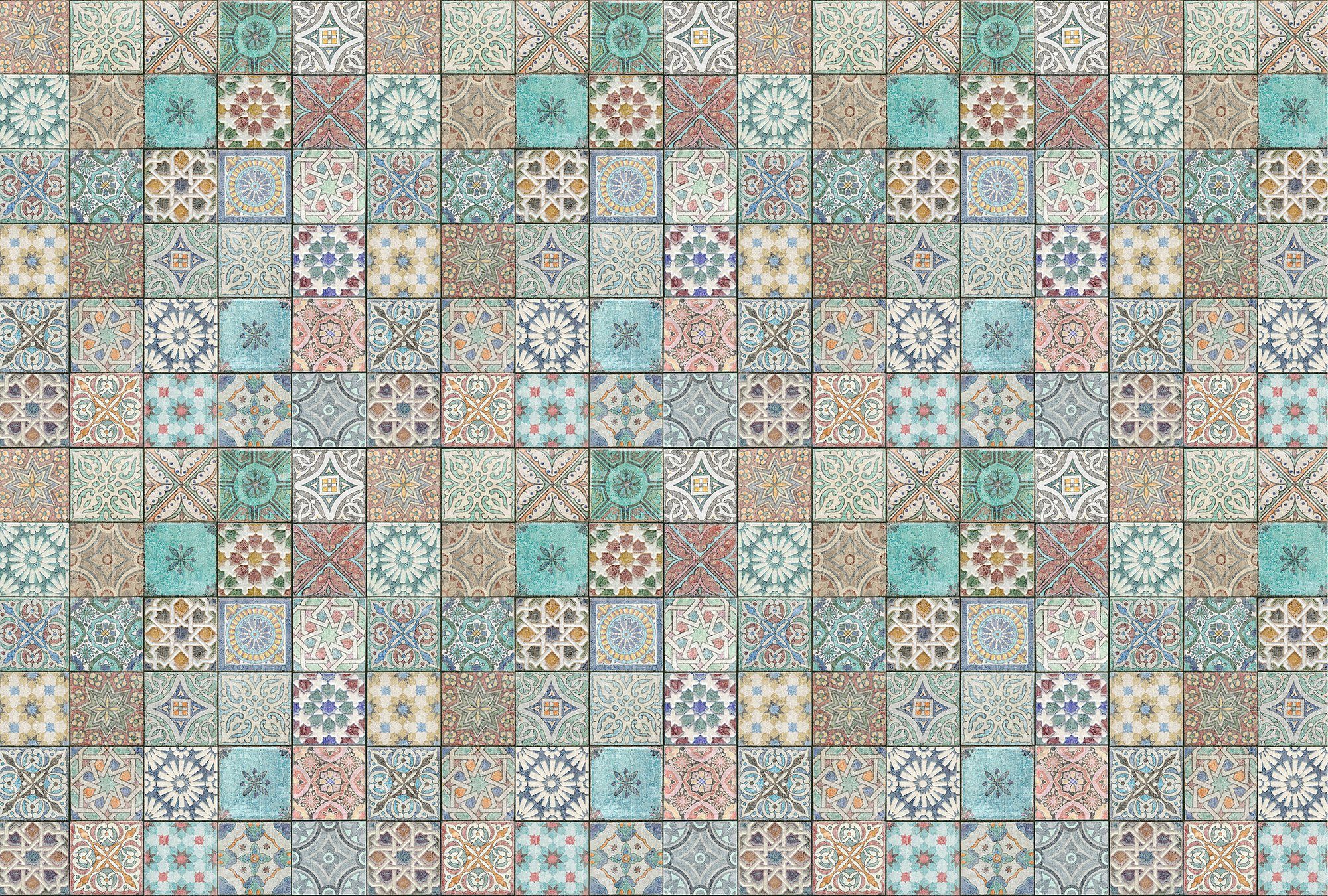 Oriental, Wand, Paper Tiles Vlies, (Set, 4 Fototapete St), Schräge Architects