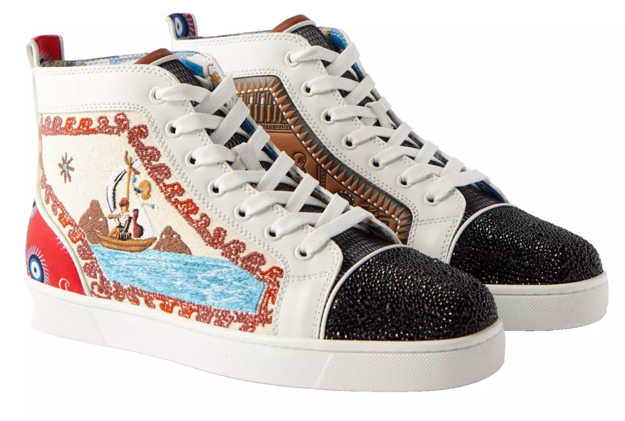 Bestickte No Limit Greek Boat Leder Boots Sneaker