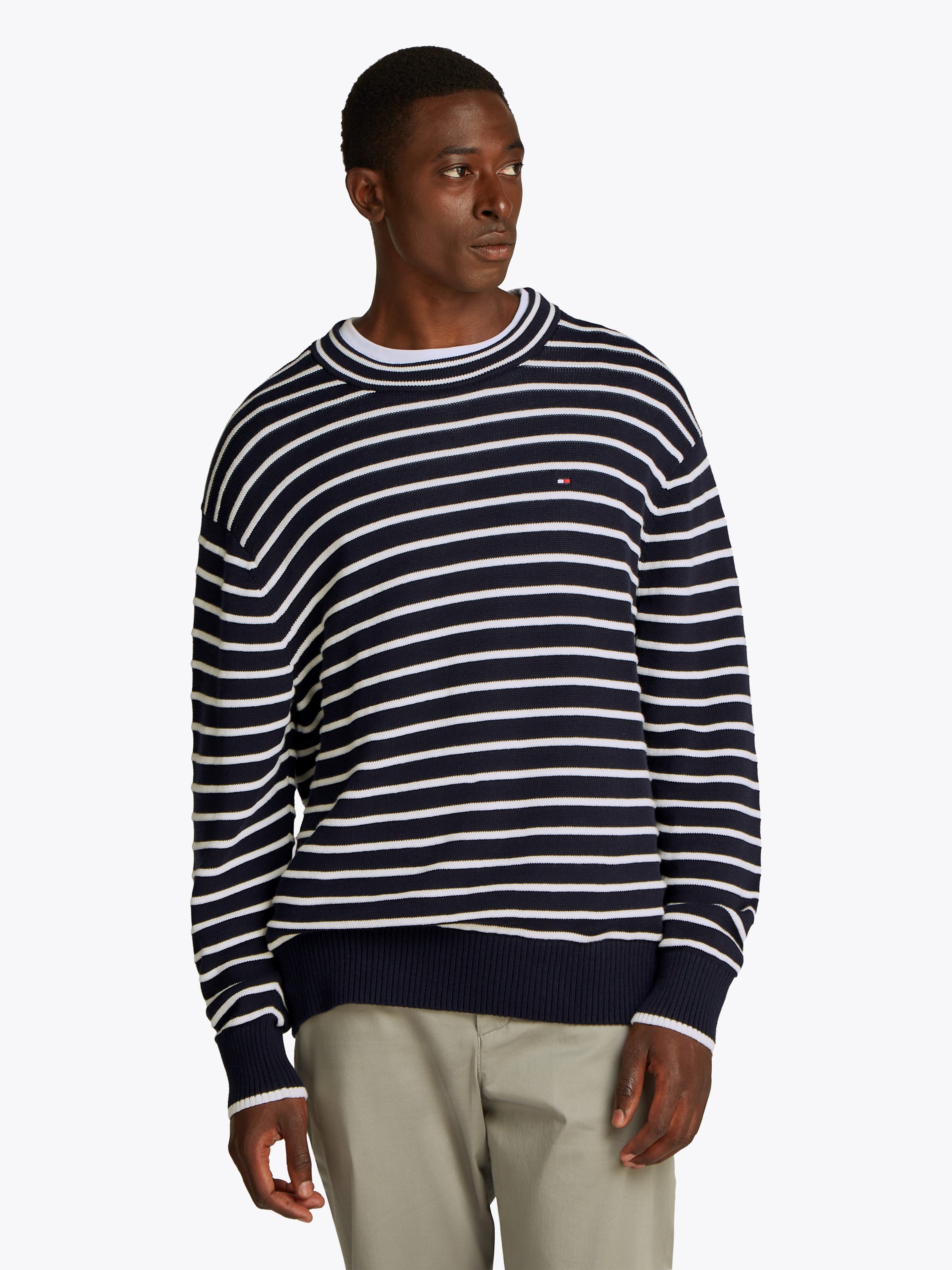 Tommy Hilfiger Strickpullover BRETON STRUCTURE CREW günstig online kaufen
