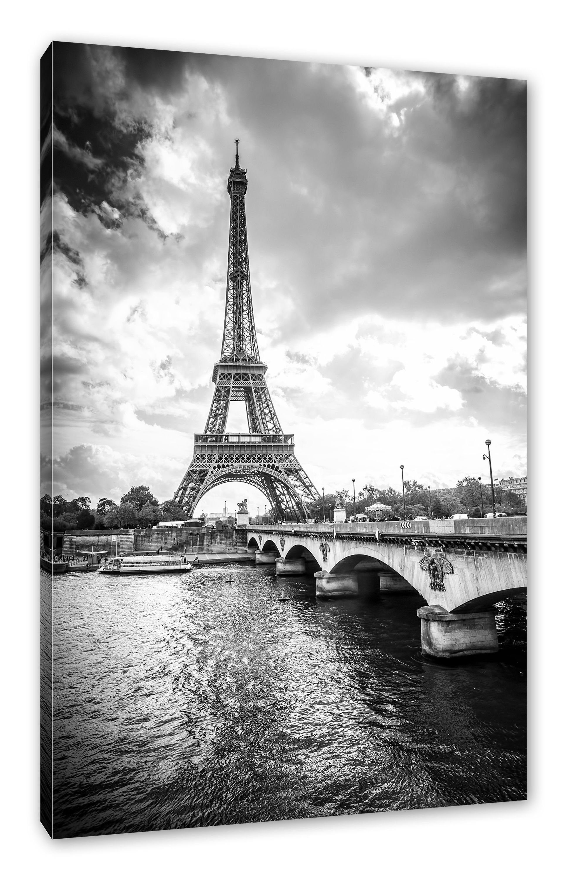 Pixxprint Leinwandbild Eiffelturm in Paris Kunst B&W, Eiffelturm in Paris Kunst B&W (1 St), Leinwandbild fertig bespannt, inkl. Zackenaufhänger