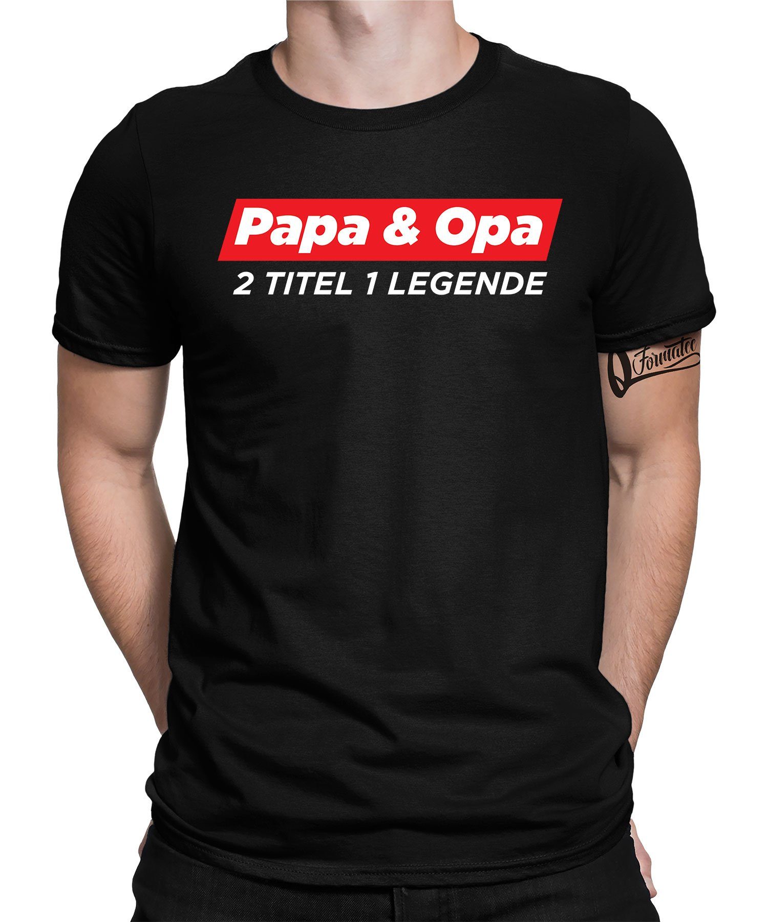 Quattro Formatee Kurzarmshirt Papa & Opa Legende - Papa Vatertag Vater Herren T-Shirt (1-tlg) Schwarz