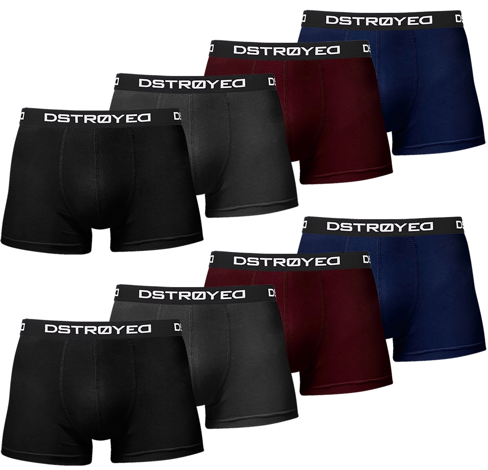 DSTROYED Boxershorts Herren Männer Unterhosen Baumwolle Premium Qualität perfekte Passform (Vorteilspack, 8er, 8er Pack)