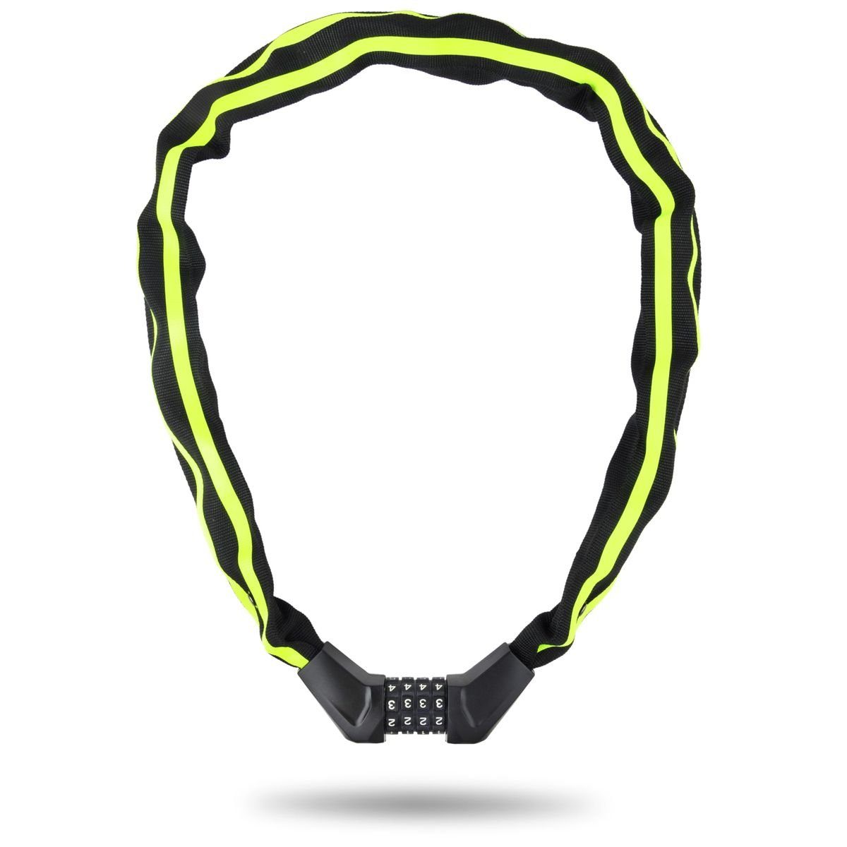 BALOU Zahlenkettenschloss BALOU Fahrrad Kettenschloss, grün reflektierend (1-tlg), Mit Zahlenschloss