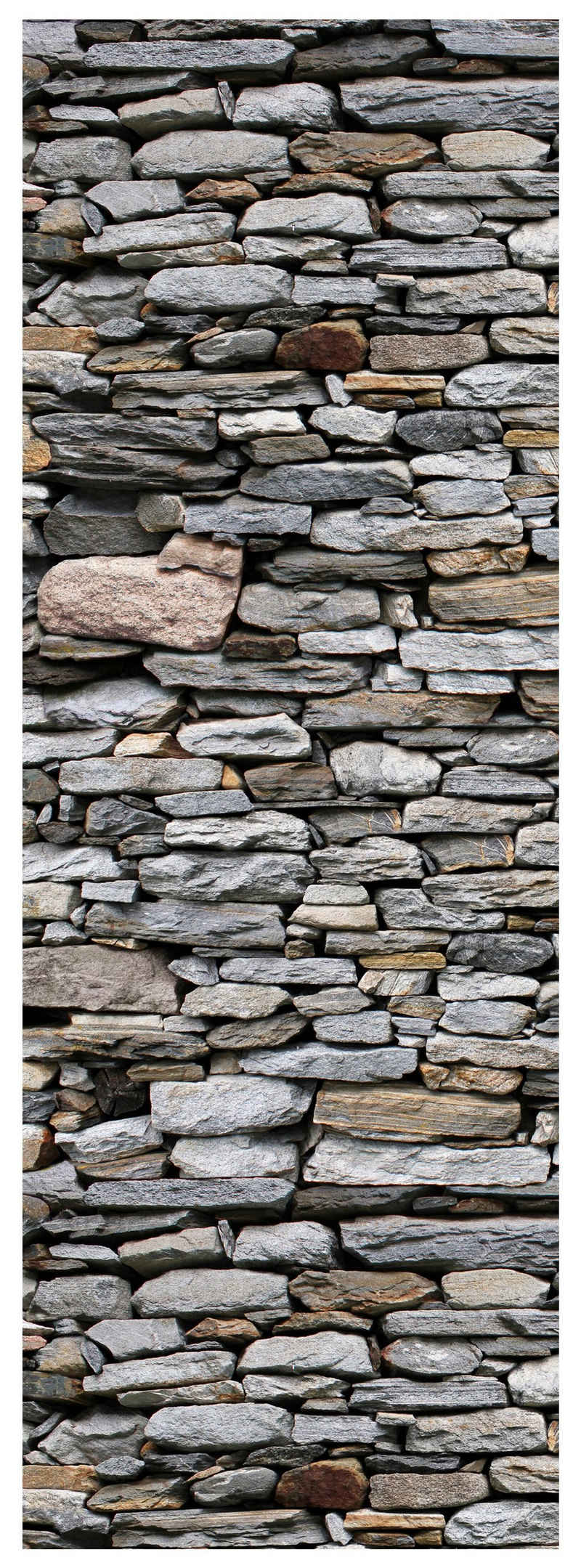 wandmotiv24 Türtapete Steinmauer Grau, glatt, Fototapete, Wandtapete, Motivtapete, matt, selbstklebende Dekorfolie