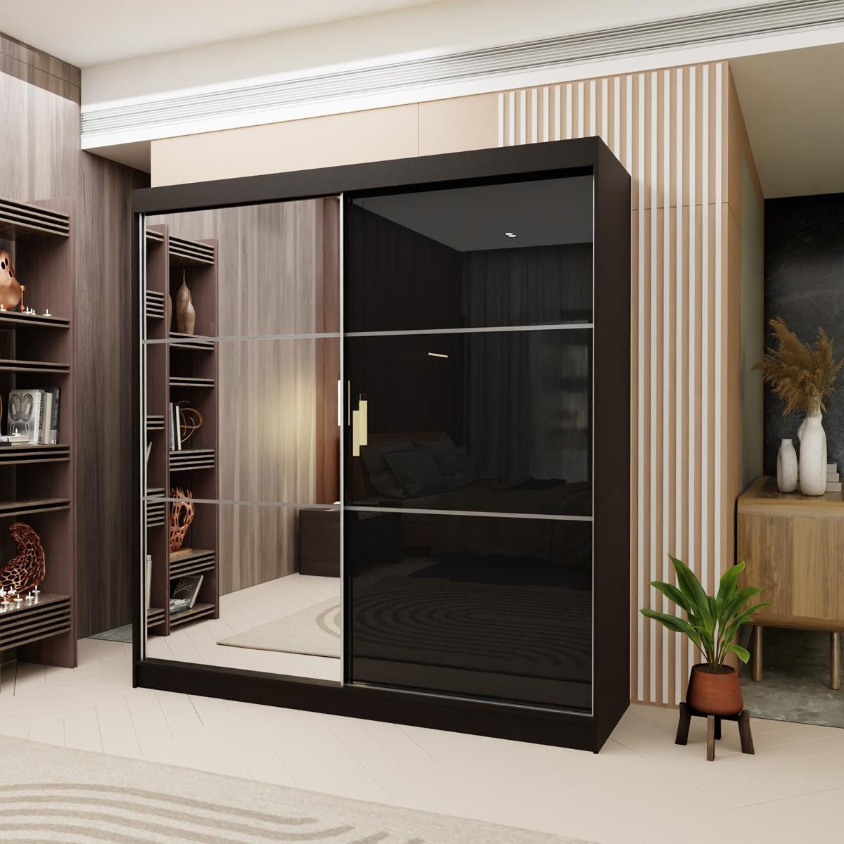 Compleo Schwebetürenschrank CINZIA, Schrank mit Lacobel günstig online kaufen
