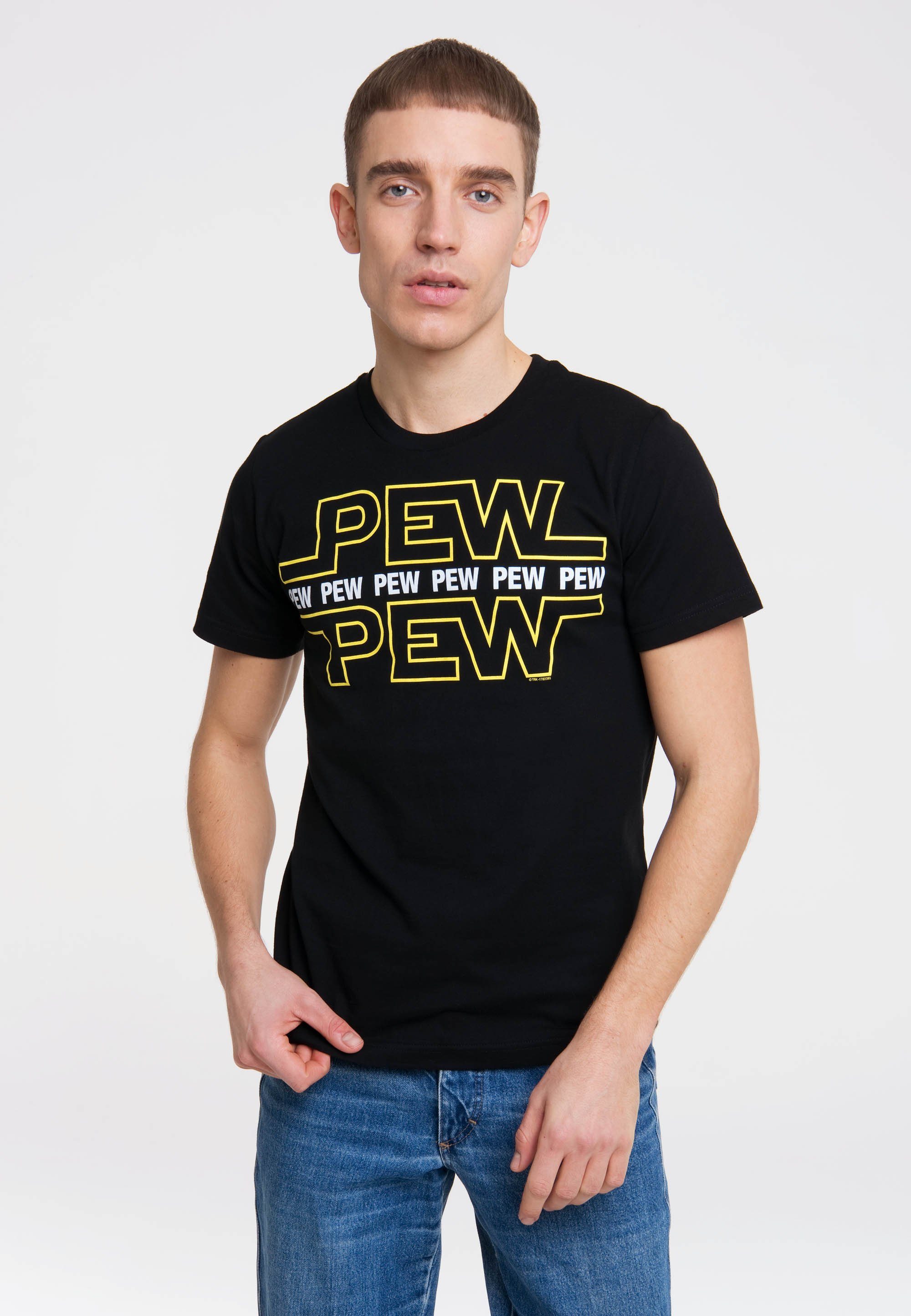 LOGOSHIRT T-Shirt mit Shirt Logoshirt Pew Cooles Pew Frontprintmotiv, Marke lustigem der