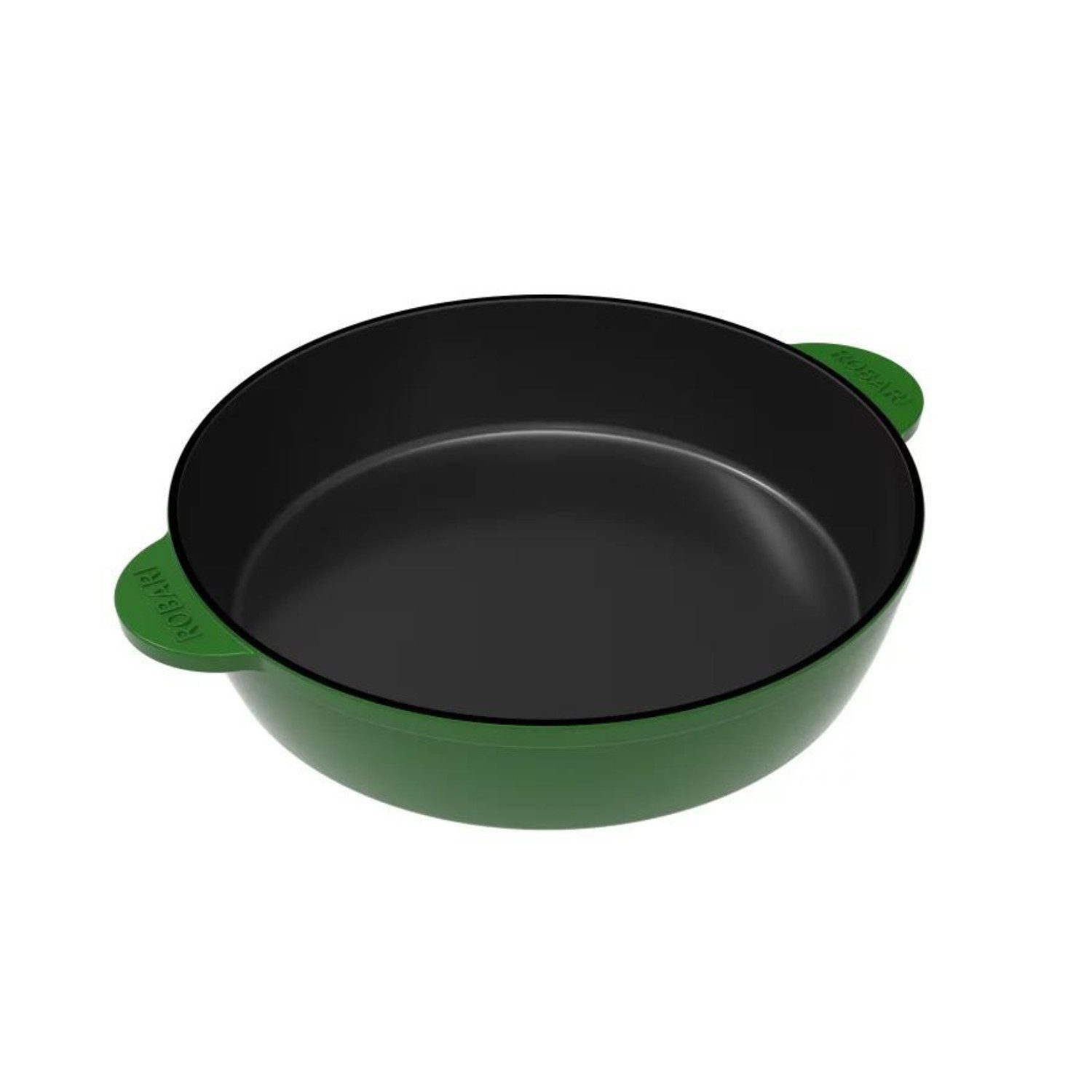 ROBARI Bratpfanne ROBARI Schmorpfanne Servierpfanne aus Gusseisen 28 cm Emailliert grün
