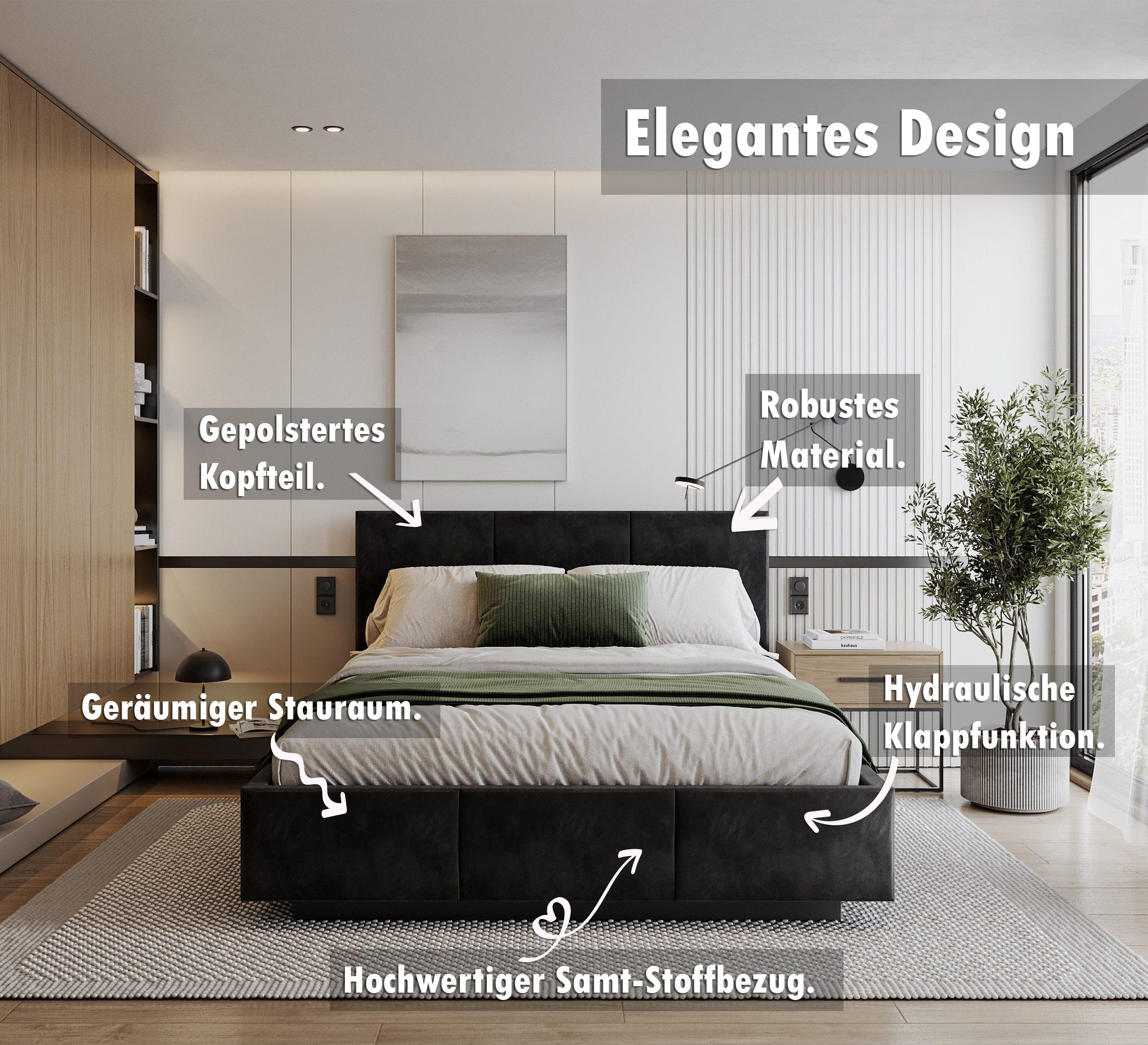 thematys Polsterbett Stauraumbett mit Bettkasten 90x200, 120x200, 140x200, günstig online kaufen