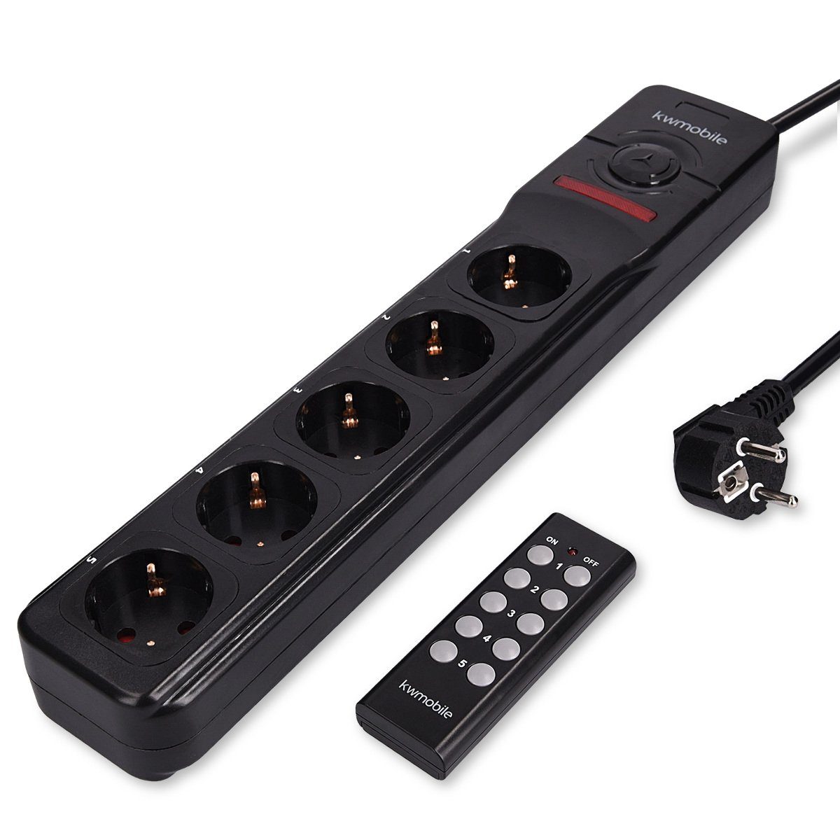 kwmobile Funk Mehrfachsteckleiste mit Fernbedienung - 5 Steckplätze Розеткиleiste (Kabellänge 39,00 m)