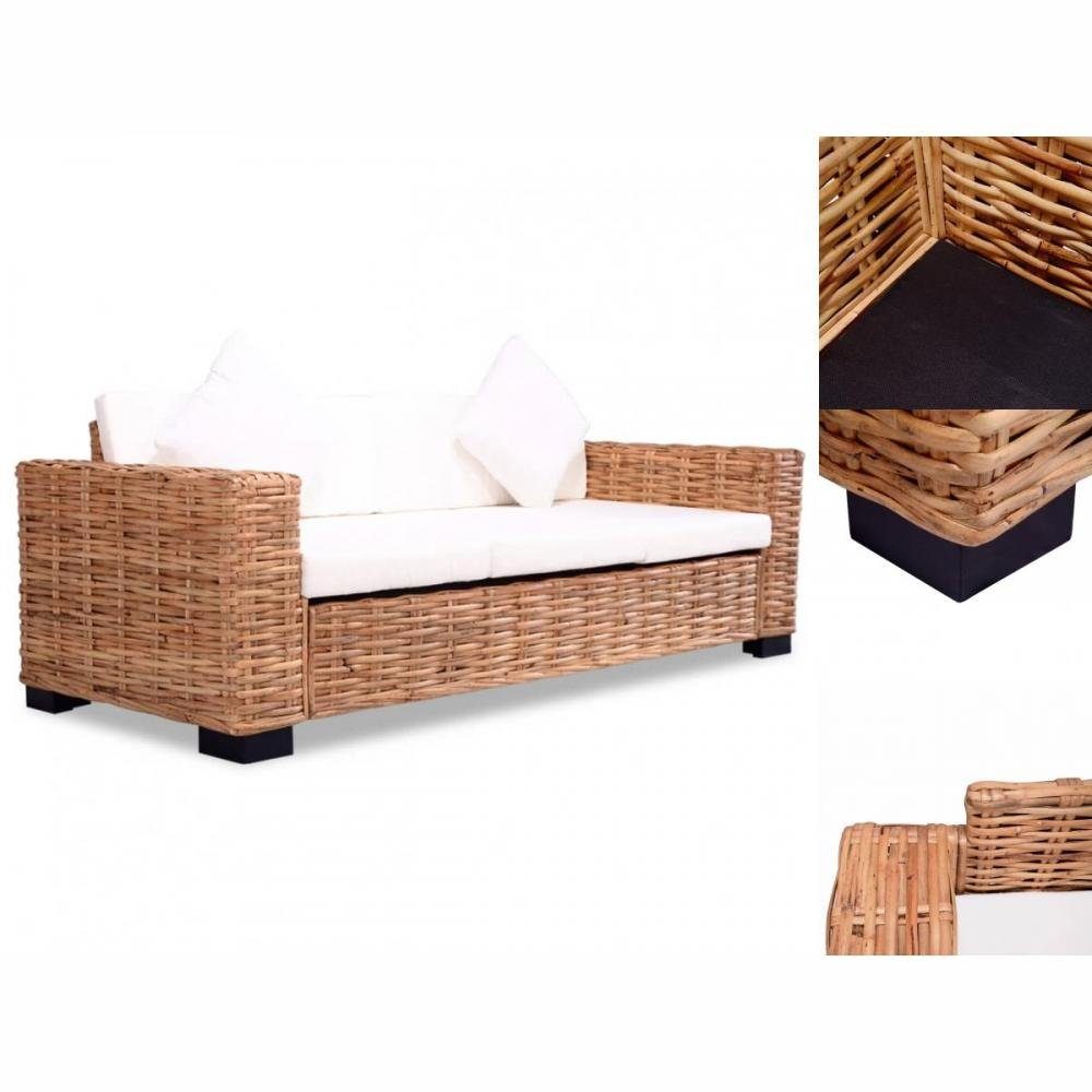 vidaXL Sofa 3-Sitzer-Sofa Natürliches Rattan Couch