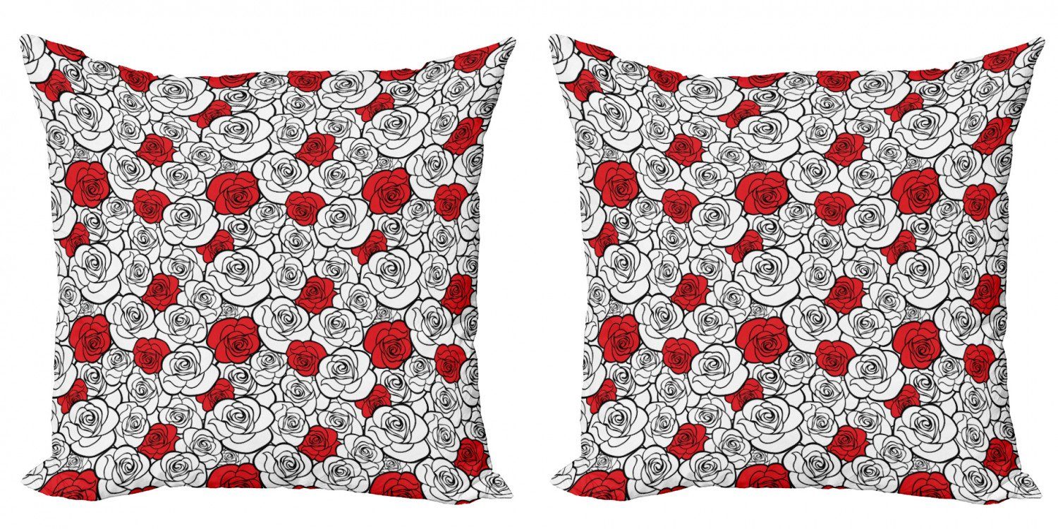 Digitaldruck, Rosen-Liebe-Blüten Stück), Doppelseitiger (2 Abakuhaus Kissenbezüge Accent Romantisch Modern