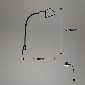 Briloner Leuchten Bettleuchte 2079-015, schwenkbar, An-/Ausschalter, versch. Befestigungsmöglichkeiten, ohne Leuchtmittel, Wandlampe, 63cm, Schwarz, max.10W, E27, Innen, Wohnzimmer, Leselampe