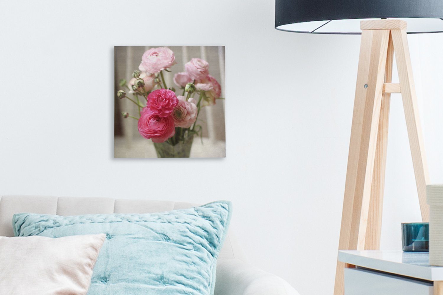 Bilder einem (1 Butterblumen Rosa auf Wohnzimmer Hintergrund, für Schlafzimmer St), Leinwand OneMillionCanvasses® Leinwandbild unscharfen