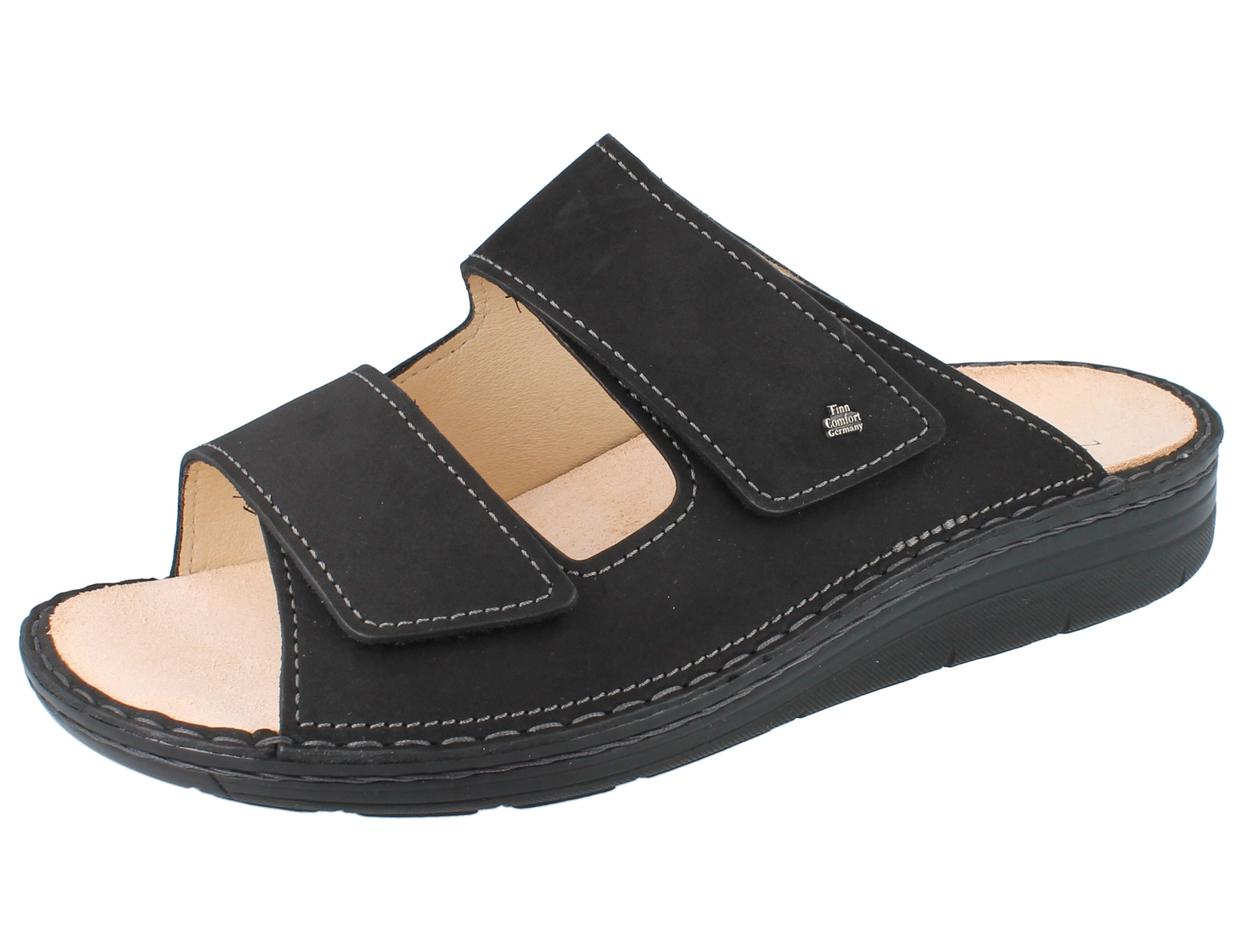 FINN COMFORT Paterna Herren Pantolette schwarz Nubukleder - Größe: Hausschuh
