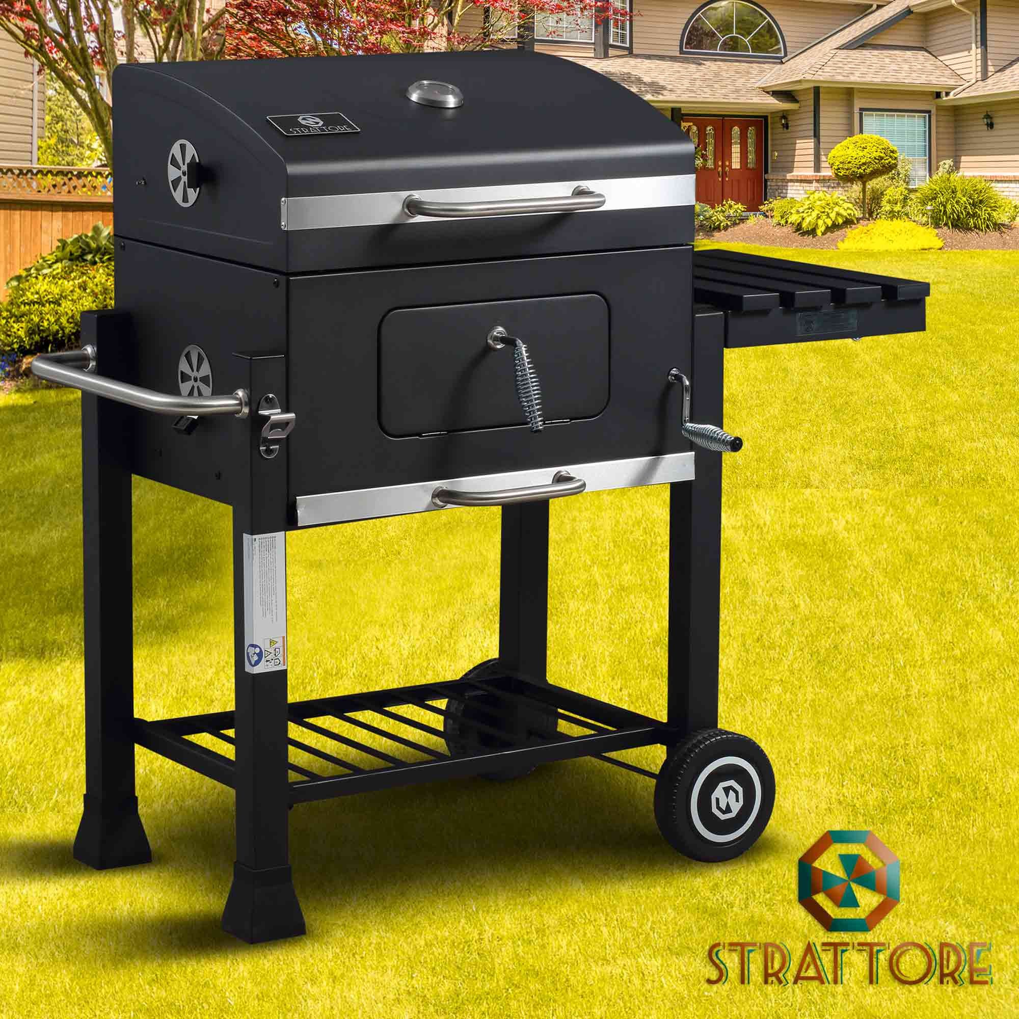 Strattore Holzkohlegrill Grill BBQ Grillwagen XL höhenverstellbar mit Rädern