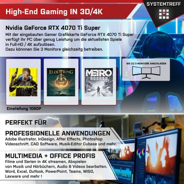 SYSTEMTREFF Gaming-PC (Intel Core i9 12900KF, GeForce RTX 4070 Ti Super, 32 GB RAM, 1000 GB SSD, Wasserkühlung, Windows 11, WLAN)