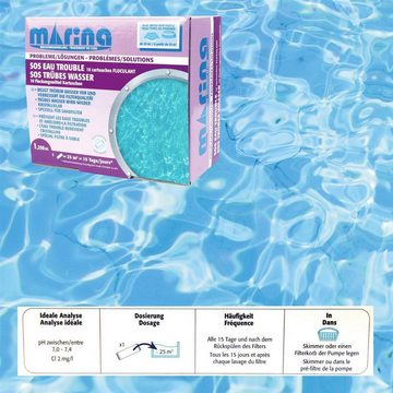 Marina Poolpflege SOS Trübes Wasser 10x125g, 10 Flockungsmittel Kartuschen - Schockbehandlung ohne Chlor