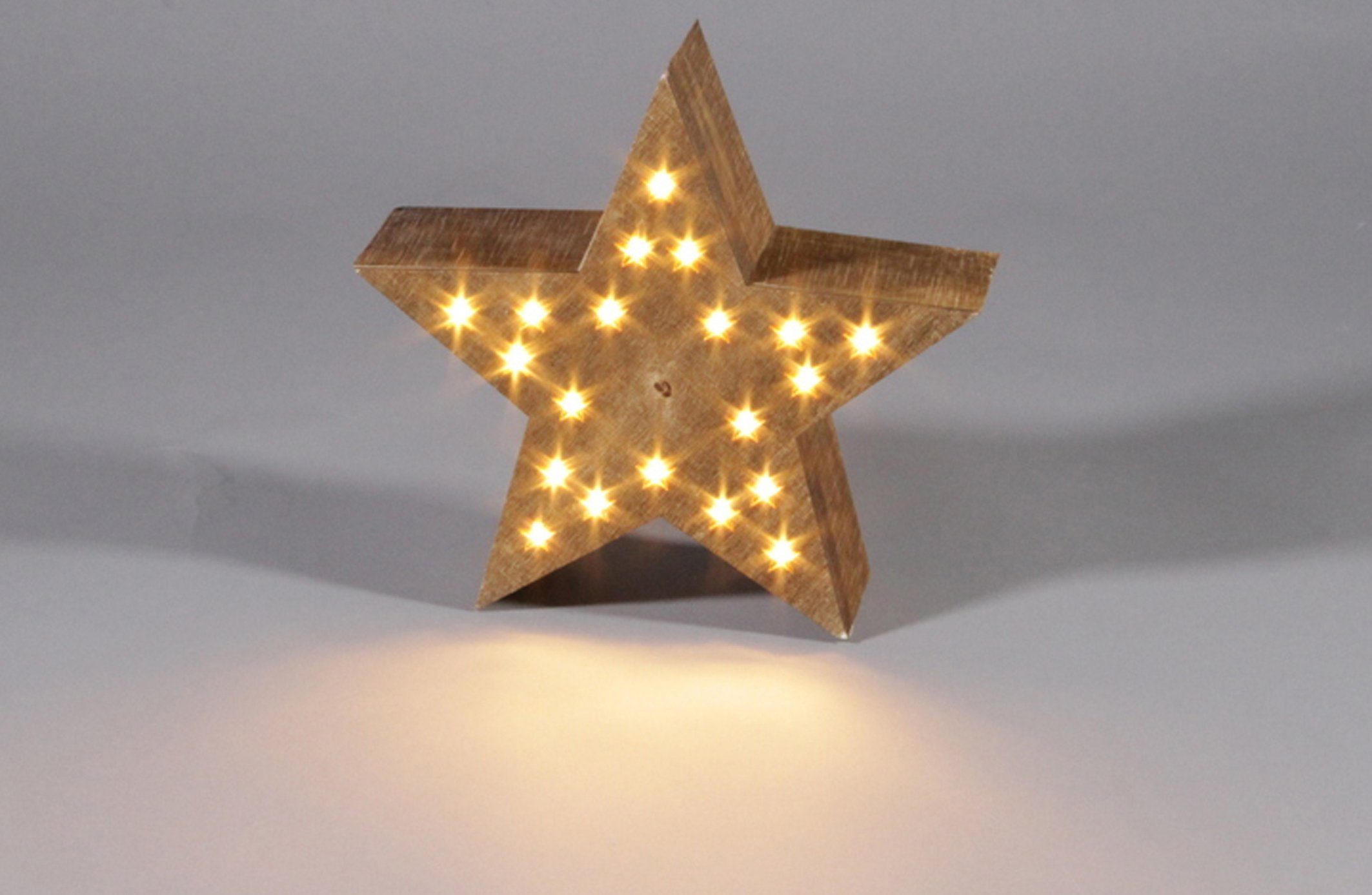 Ø Weihnachtsdeko, fest ca. aus LED integriert, Stern Weihnachtsstern, LED Warmweiß, 20 Holz, cm
