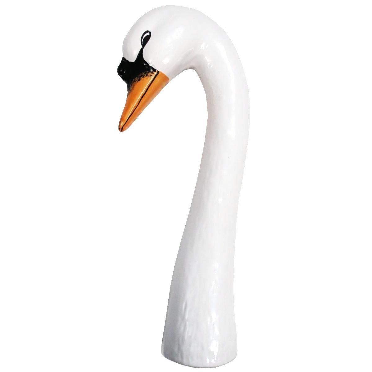 Tangoo Gartenfigur Tangoo Keramik-Vogel Schwan-Hals in weiß mit geneigtem Kopf, (Stück)