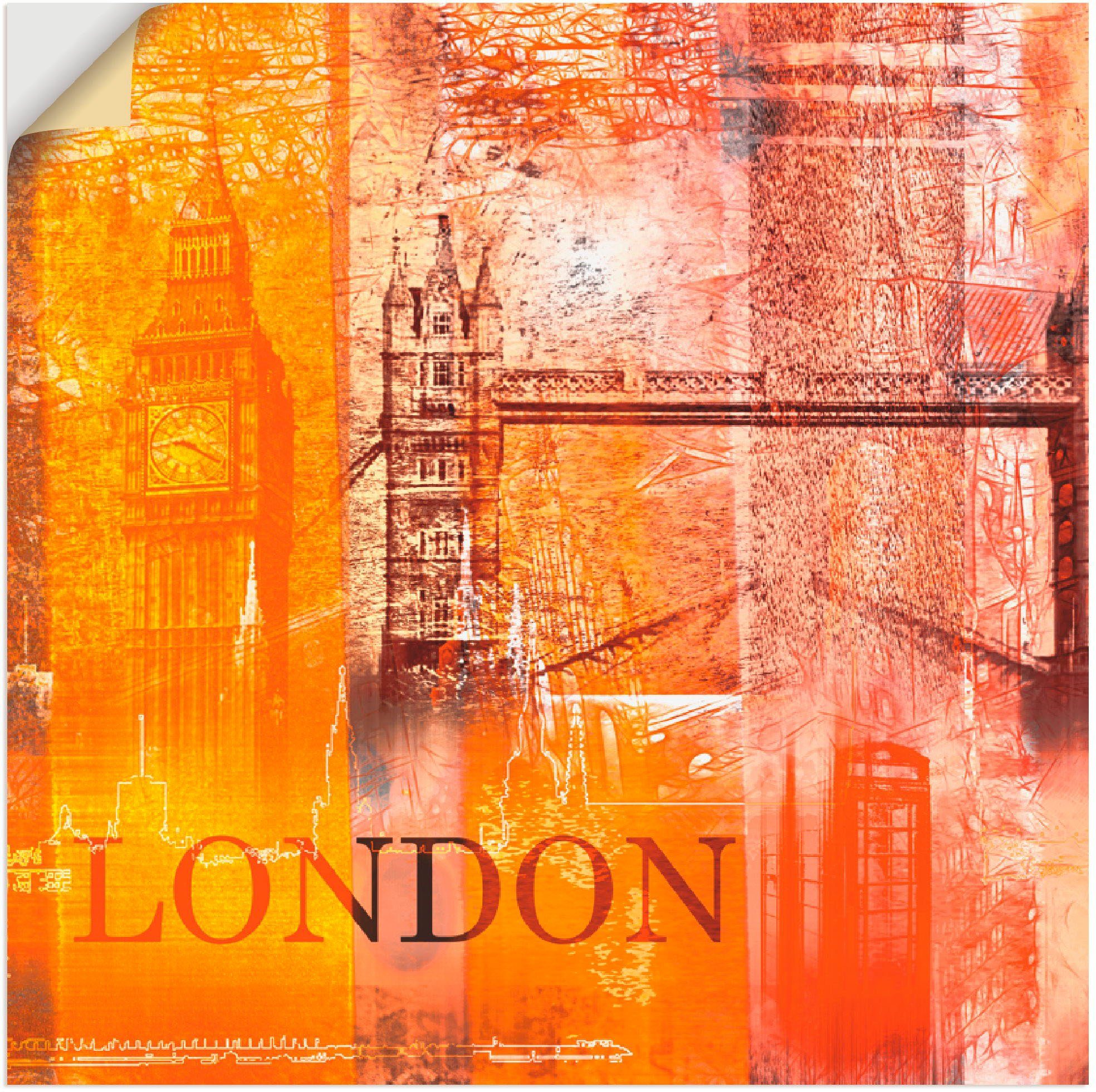 Artland Wandbild London Skyline Collage V, Architektonische Elemente (1 St), als Leinwandbild, Wandaufkleber oder Poster in versch. Größen | Poster