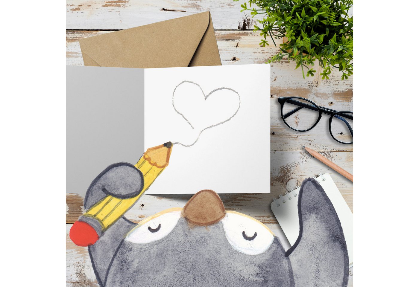 Thumbnail - Mr. & Mrs. Panda Grußkarte Bienen Paar - Naturpapier - Geschenk, Jahrestag, Liebesbeweis, Gesche, Liebevolle Designs