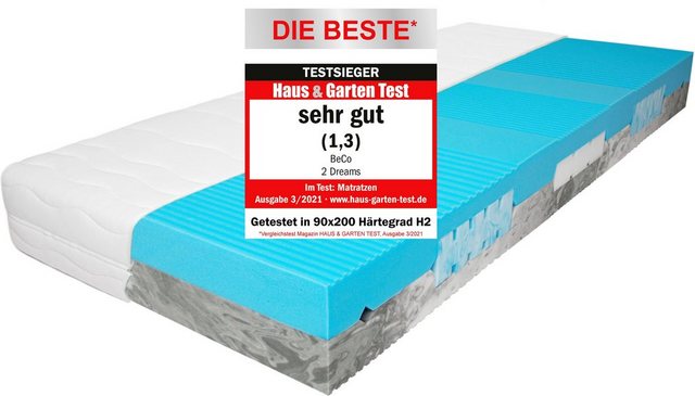 Komfortschaummatratze »2 Dreams Testsieger«, Beco, 21 cm hoch, Raumgewicht: 35, Gut. Besser. Die Beste. - Der Testsieger im großen Vergleichstest* (Note 1,3), Two Dreams bekannt aus dem Radio-Otto