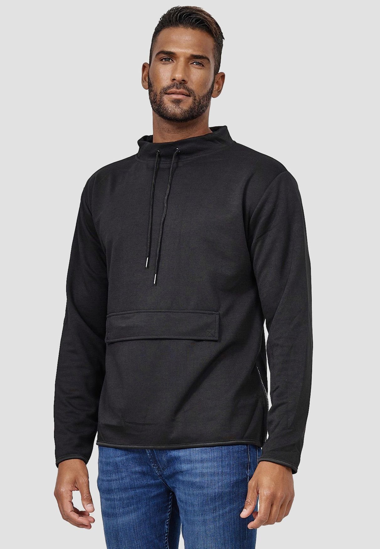 Egomaxx Sweatshirt »3842« (Stehkragen, 1-tlg., regular fit) Herren  Longsleeve Sweater Sport Sweatshirt Pullover Zip Bauchtasche online kaufen  | OTTO