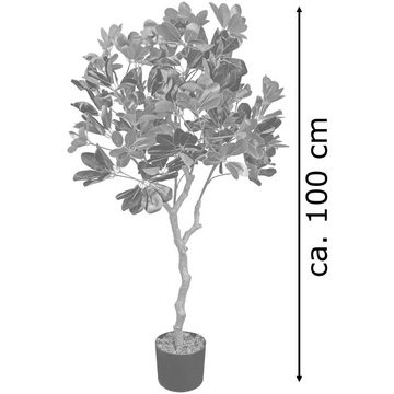 Kunstbaum Kunstpflanze Schefflera Aralie Kunstbaum Künstliche Pflanze 100 cm, Decovego