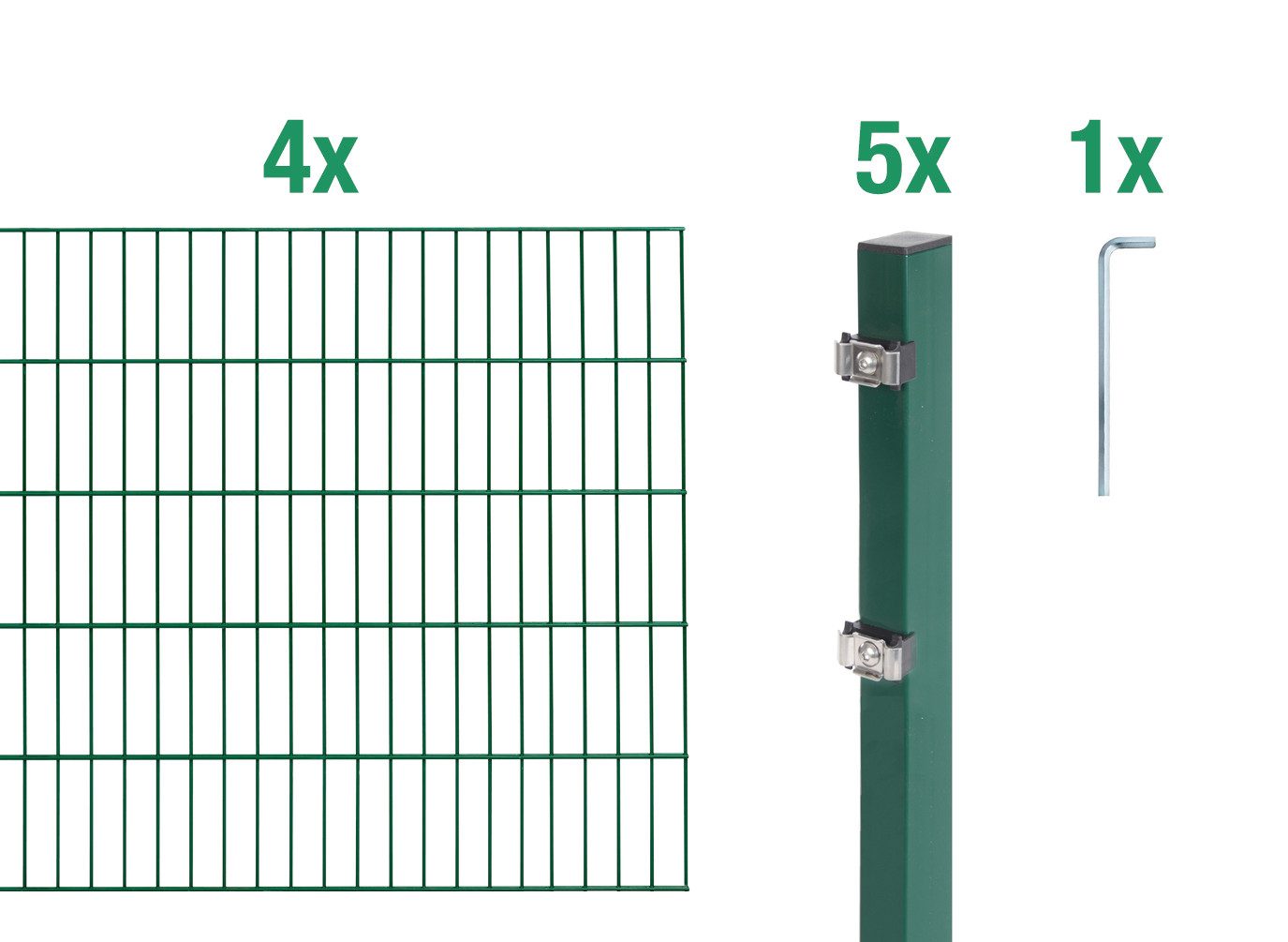 Alberts Einstabmattenzaun DSM-Grundset6/5/6grün2000x1800/8PF60x40, DSM-Grundset6/5/6grün2000x1800/8PF60x40