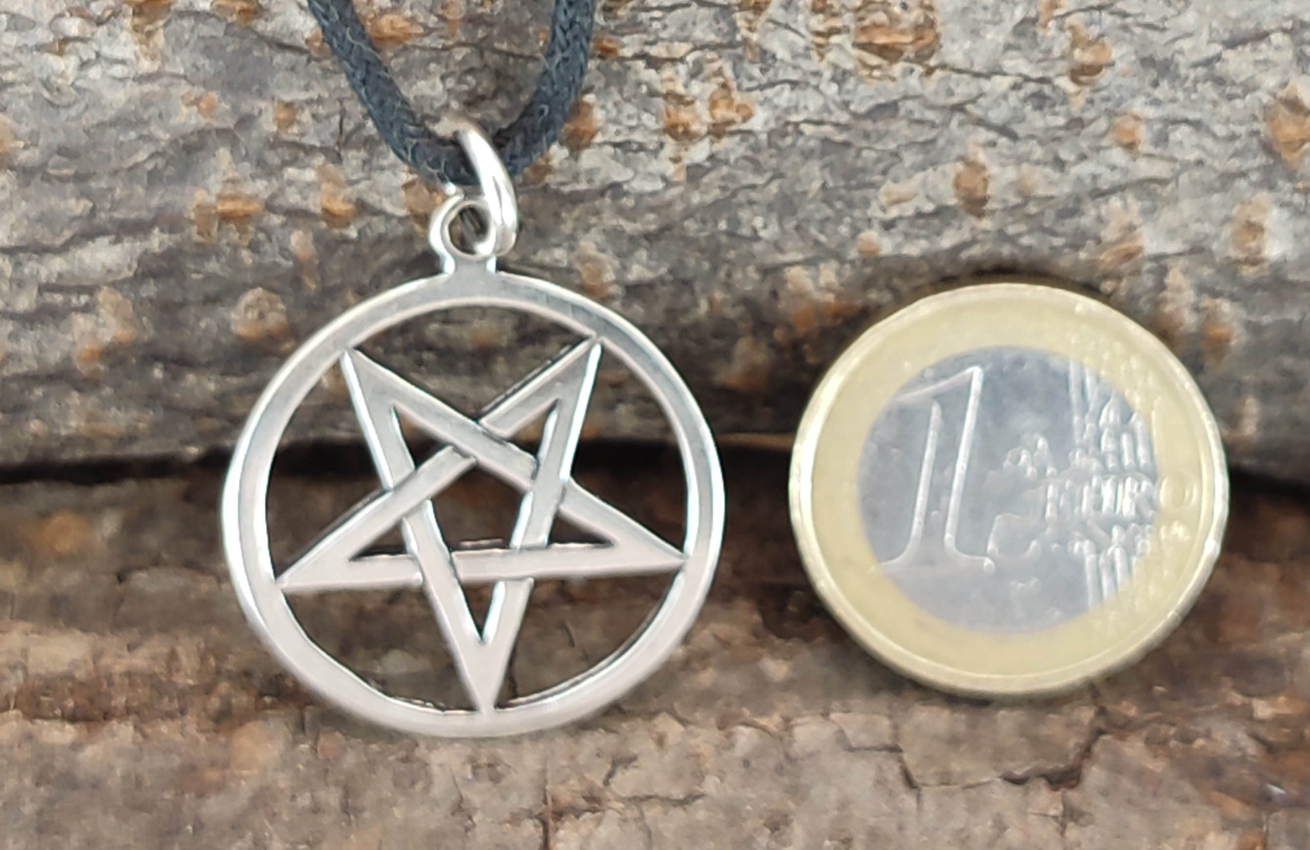 Zauber Satanist, Magie Si.53 Pentagramm Satan (Sterlingsilber) Kettenanhänger Kiss Luzifer of 925 Leather Silber
