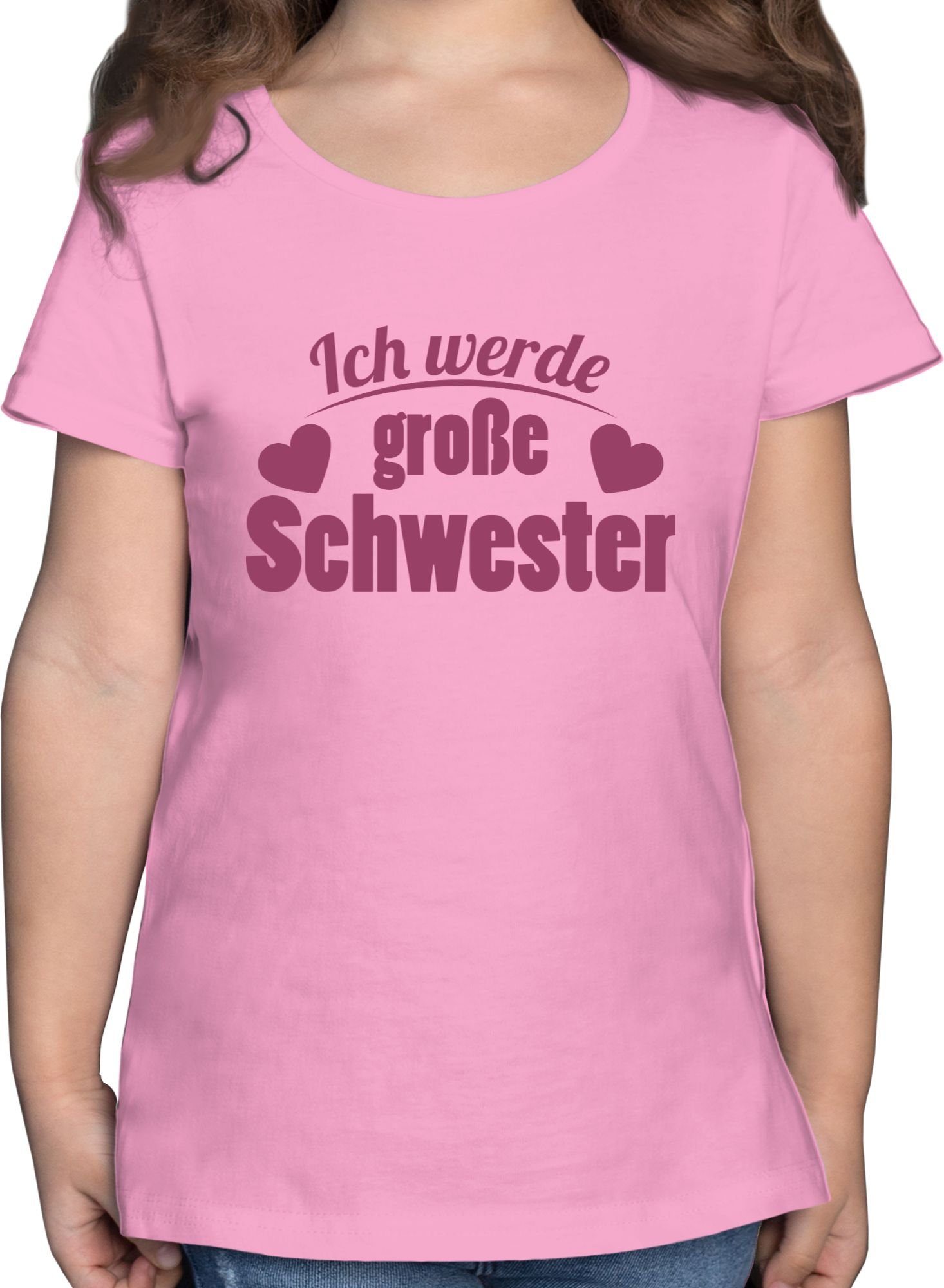 Shirtracer T-Shirt Ich werde 1 große Rosa Schwester Schwester Große