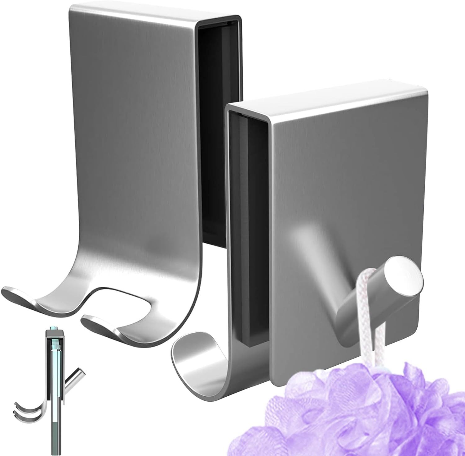 zggzerg Handtuchhaken 2 in1 Handtuchhaken 2er Set, Duschwandhaken ohne Bohr günstig online kaufen