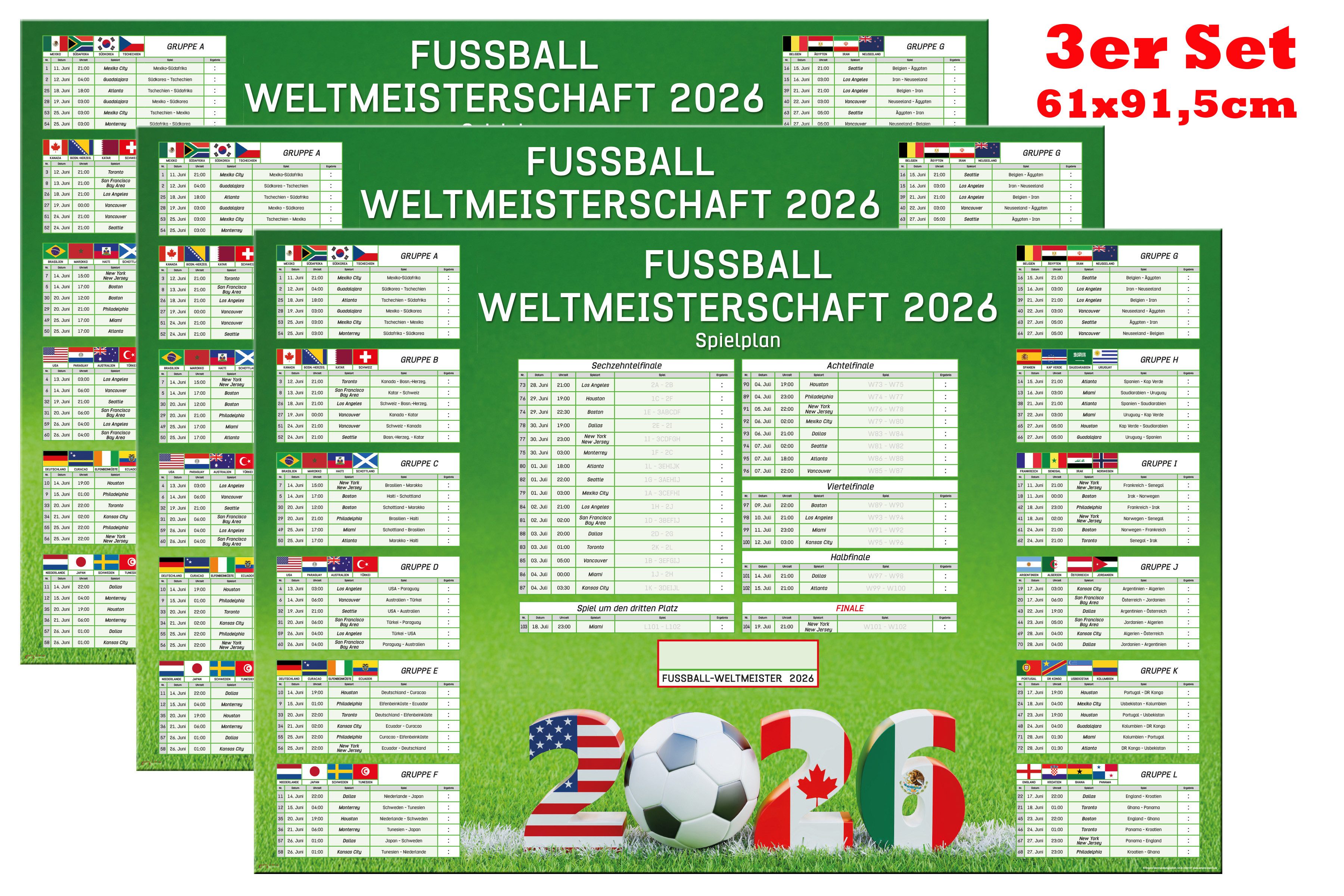 Poster 3er Set - Fussball WM 2026 Planer - 61x91,5 cm