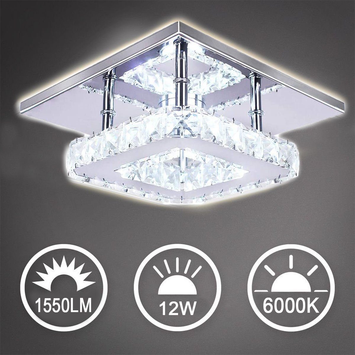 OULENBIYAR Deckenleuchte Kristall LED Deckenlampen, 12W günstig online kaufen