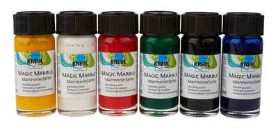 Kreul Bastelfarbe Marmorier-Farbe Magic Marble Grundfarben, 6er-Set