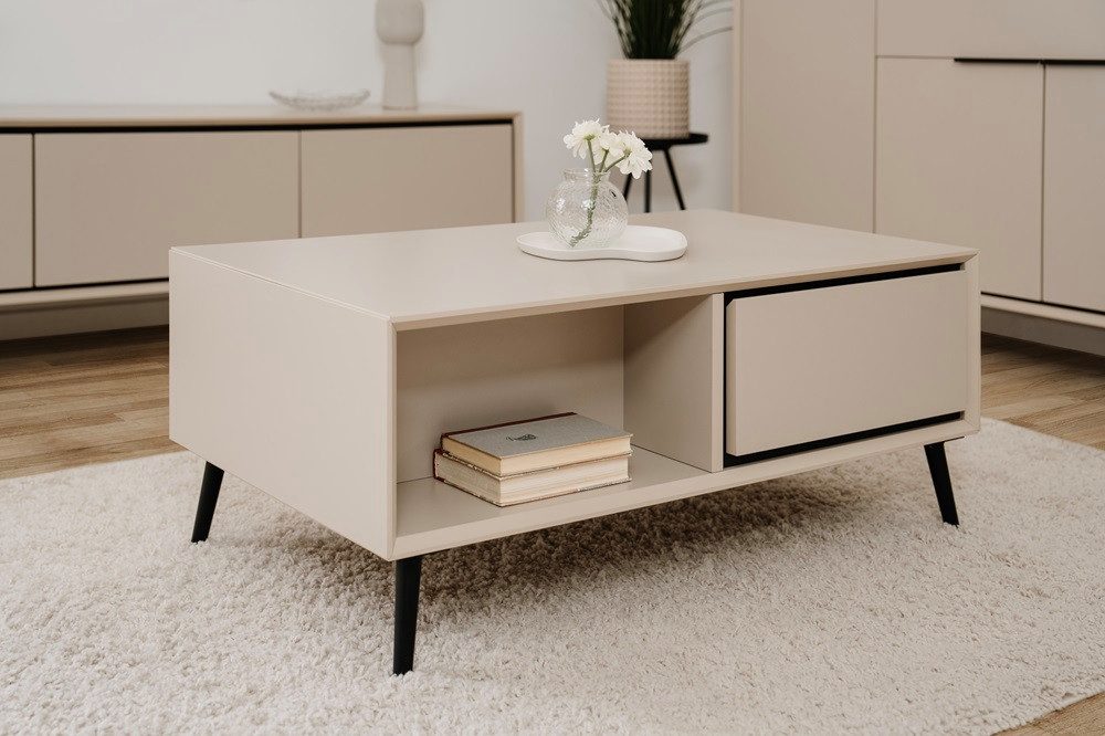 Finori Couchtisch Couchtisch Arona, sand / schwarz (no-Set), Breite 90 cm, günstig online kaufen