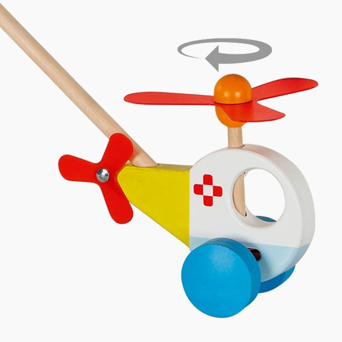 goki Schiebestab Schiebefahrzeug Helikopter, (packung, 1-tlg), Fördert die Motorik und die Bewegung