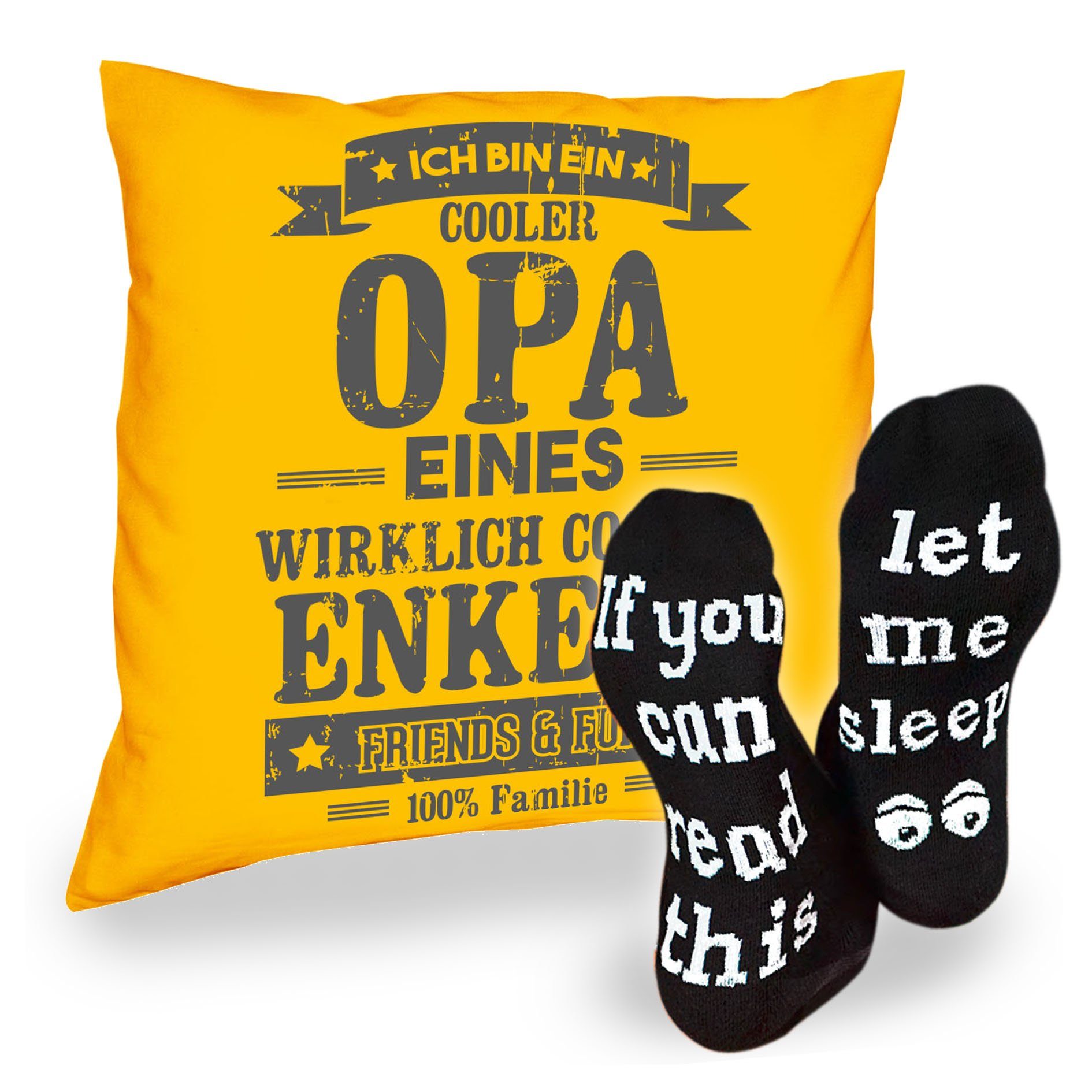 Geschenkidee Dekokissen gelb Kissen Sprüche Socken Opa & eines Cooler Soreso® Sleep, Weihnachtsgeschenk Enkels