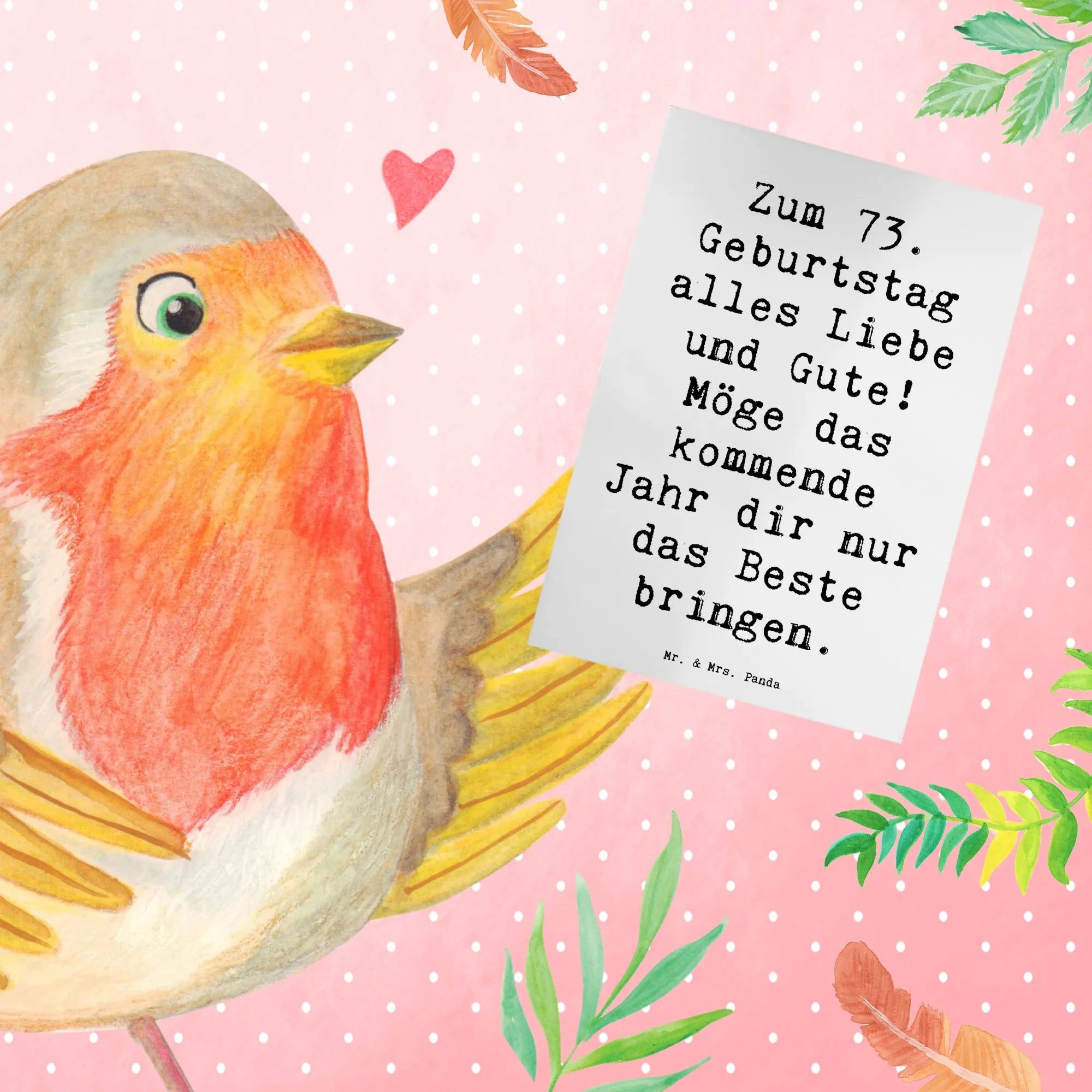 Thumbnail - Mr. & Mrs. Panda Grußkarte Spruch 73. Geburtstag Glückwünsche - Weiß - Geschenk, besondere Momen, Herzberührende Sprüche