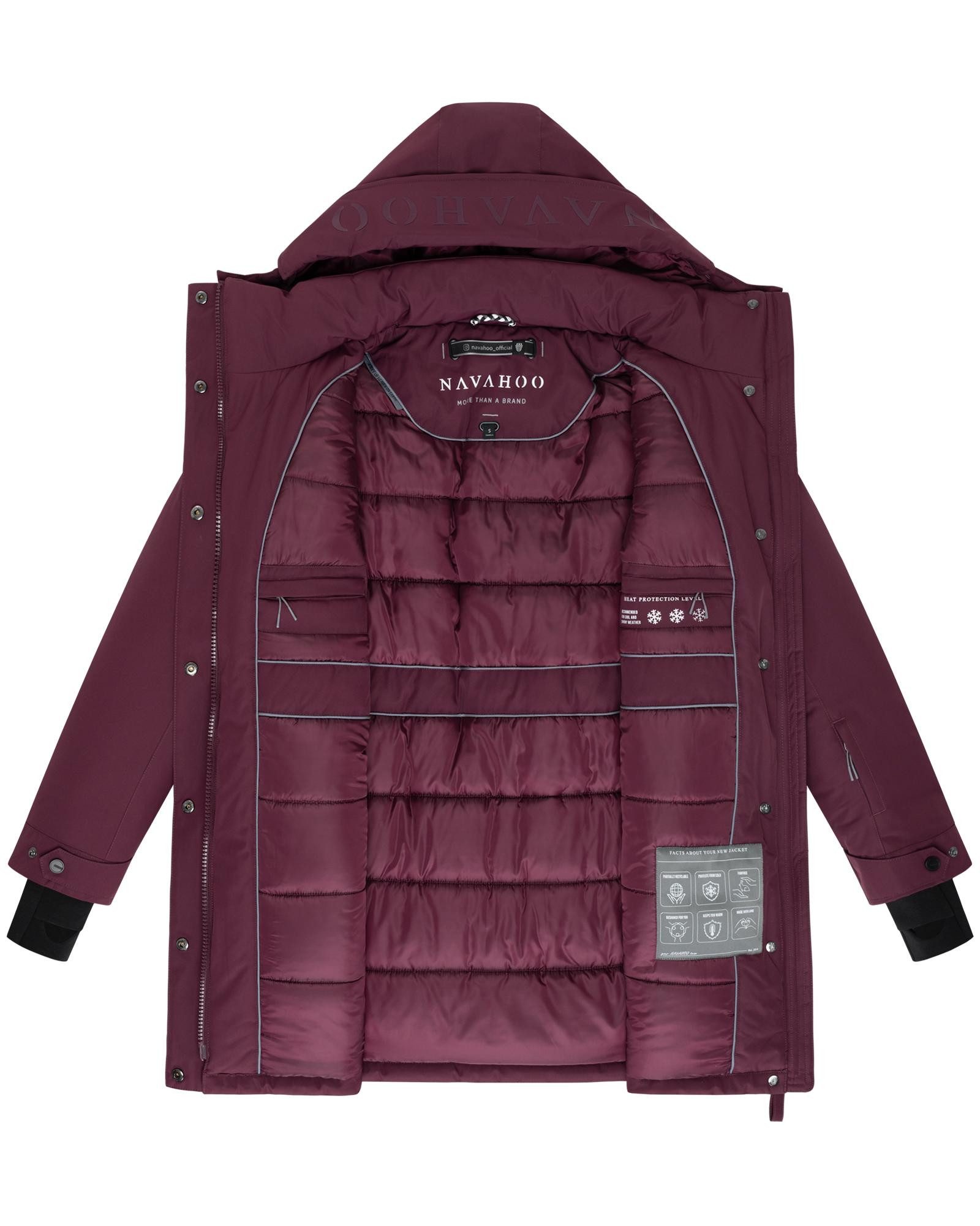 Navahoo Wintermantel Frostkuss 14 Warmer Damen Mantel mit abnehmbarer Kapuze und Taillengürtel